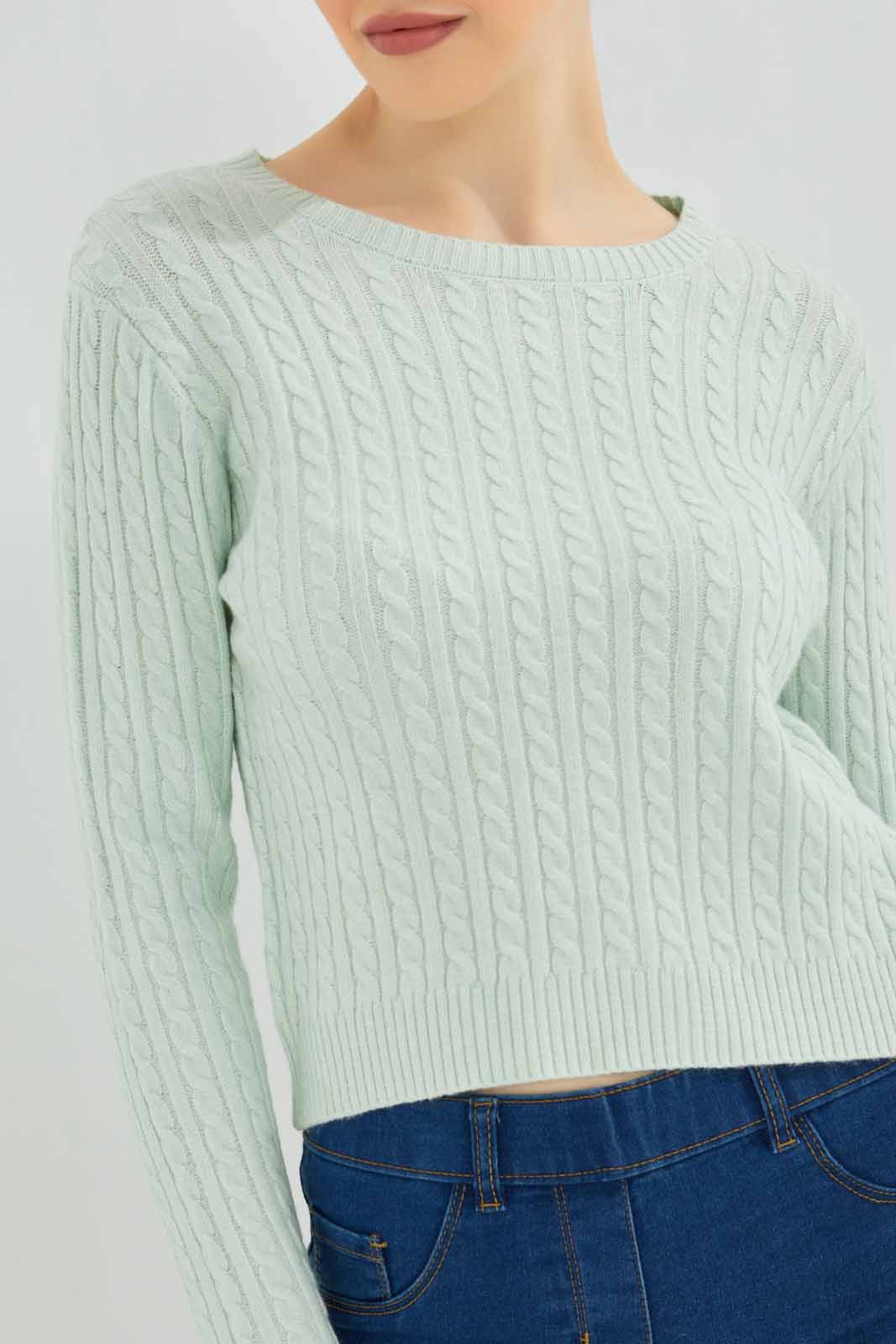 Redtag-Allover-Cable-Knit-Pullover-Category:Pullovers,-Colour:Mint,-Deals:New-In,-Filter:Women's-Clothing,-New-In-Women-APL,-Non-Sale,-Section:Women,-TBL,-W22B,-Women-Pullovers-Women's-