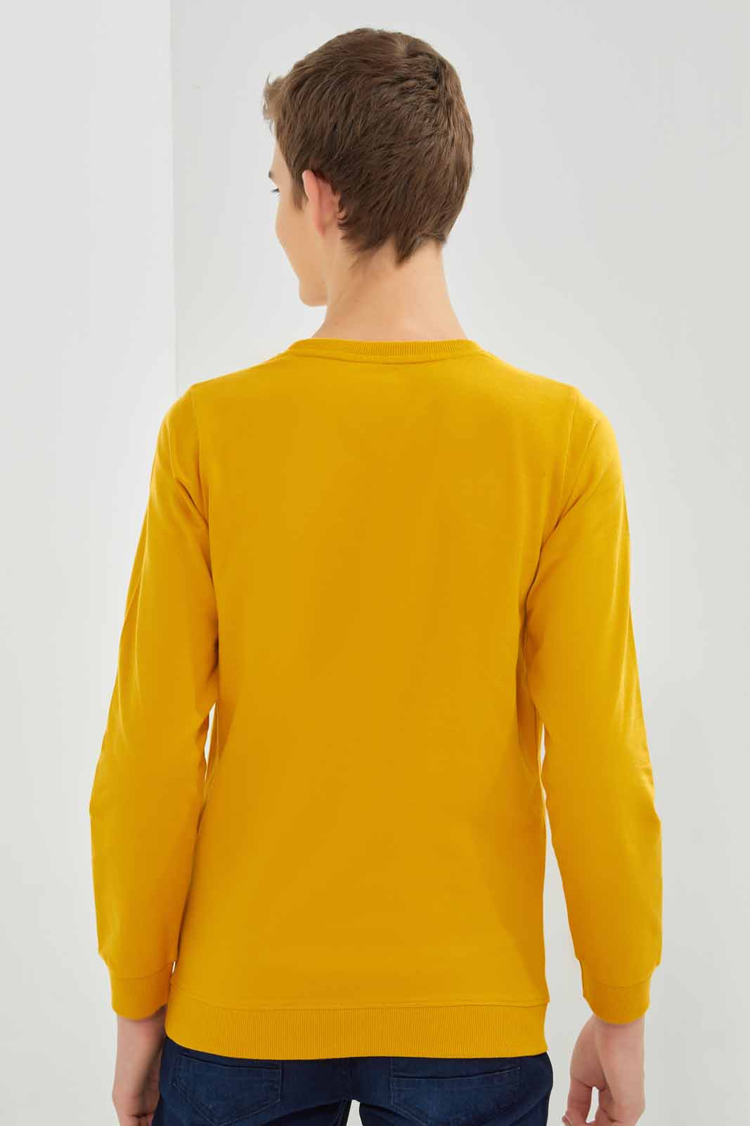 Redtag-Mustard-Clock-Sweat-Tee-BSR-Sweatshirts,-Category:Sweatshirts,-Colour:Mustard,-Deals:New-In,-Dept:Boys,-Filter:Senior-Boys-(8-to-14-Yrs),-New-In-BSR-APL,-Non-Sale,-Section:Boys-(0-to-14Yrs),-TBL,-W22B-Senior-Boys-9 to 14 Years