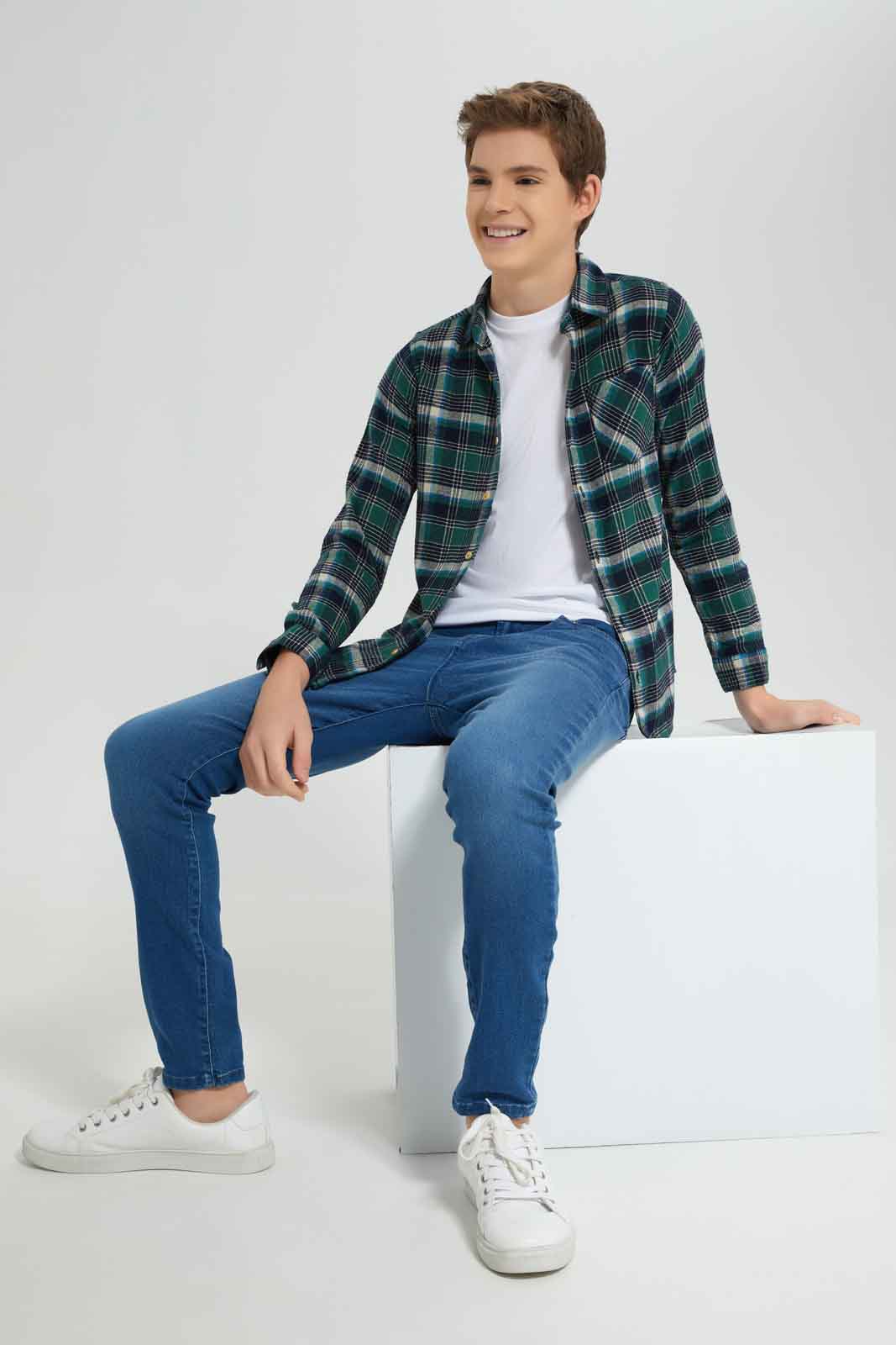 Redtag-Green-Shirt-With-Tee-BSR-Shirts,-Category:Shirts,-Colour:Green,-Deals:New-In,-Dept:Boys,-Filter:Senior-Boys-(8-to-14-Yrs),-New-In-BSR-APL,-Non-Sale,-Section:Boys-(0-to-14Yrs),-W22A-Senior-Boys-9 to 14 Years