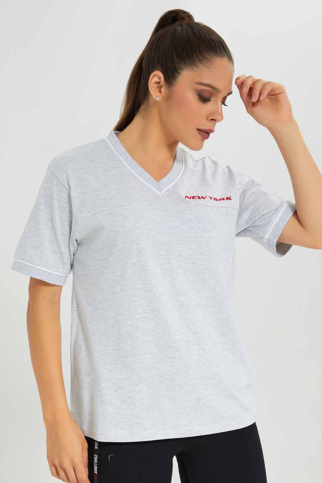Redtag-Grey-Boxy-Active-T-Shirt-with-Placement-Print-Category:T-Shirts,-Colour:Grey,-Deals:New-In,-Filter:Women's-Clothing,-New-In-Women-APL,-Non-Sale,-Section:Women,-W22B,-Women-T-Shirts-Women's-