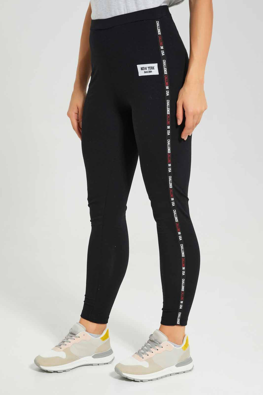 Redtag-Black-Active-Pant-with-Side-Tape-Category:Joggers,-Colour:Black,-Deals:New-In,-Filter:Women's-Clothing,-New-In-Women-APL,-Non-Sale,-Section:Women,-W22B,-Women-Joggers-Women's-