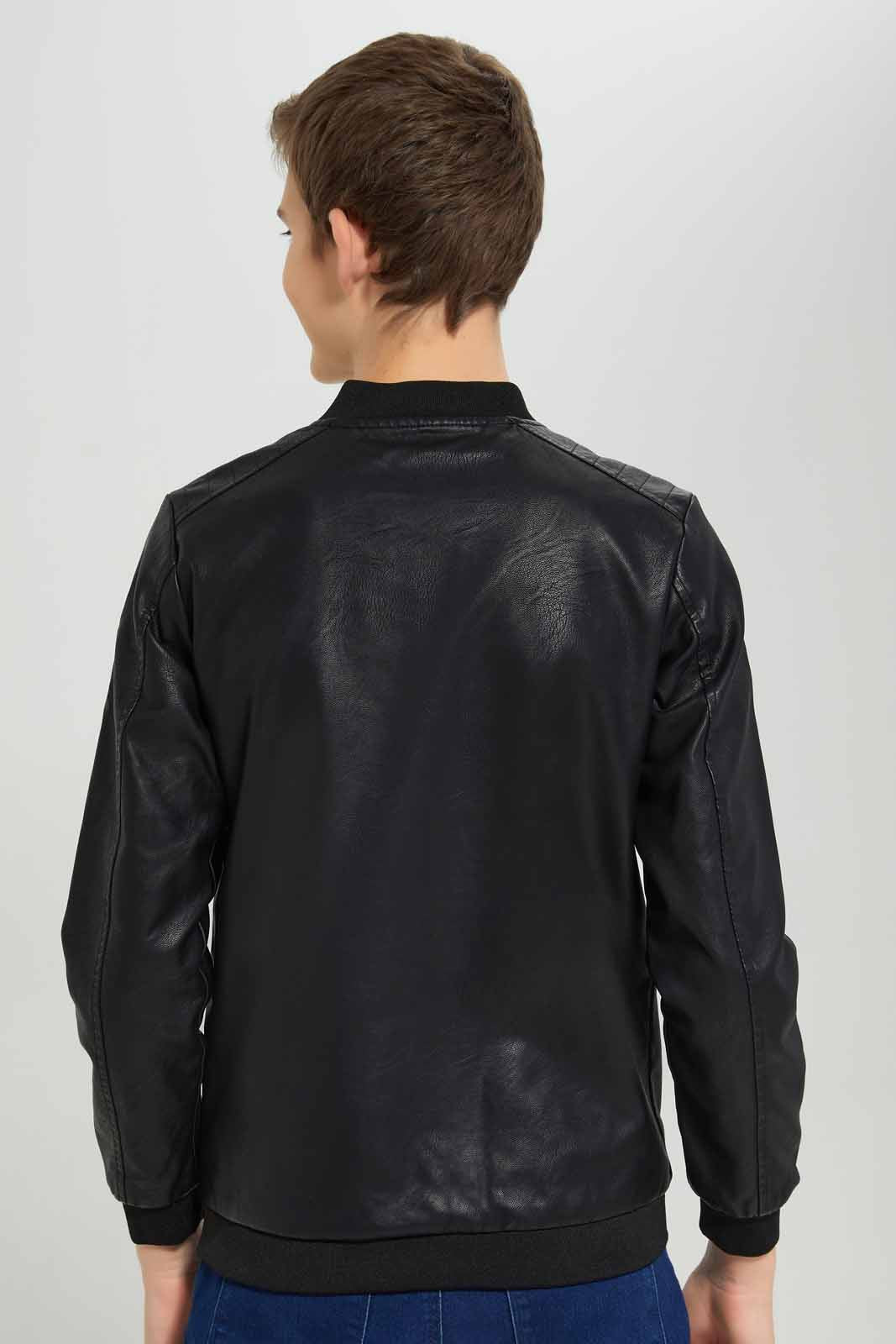Redtag-Black-EHW-PU-Jacket-BSR-Jackets,-Category:Jackets,-Colour:Black,-Deals:New-In,-Dept:Boys,-EHW,-Filter:Senior-Boys-(8-to-14-Yrs),-New-In-BSR-APL,-Non-Sale,-Section:Boys-(0-to-14Yrs),-W22B-Senior-Boys-9 to 14 Years