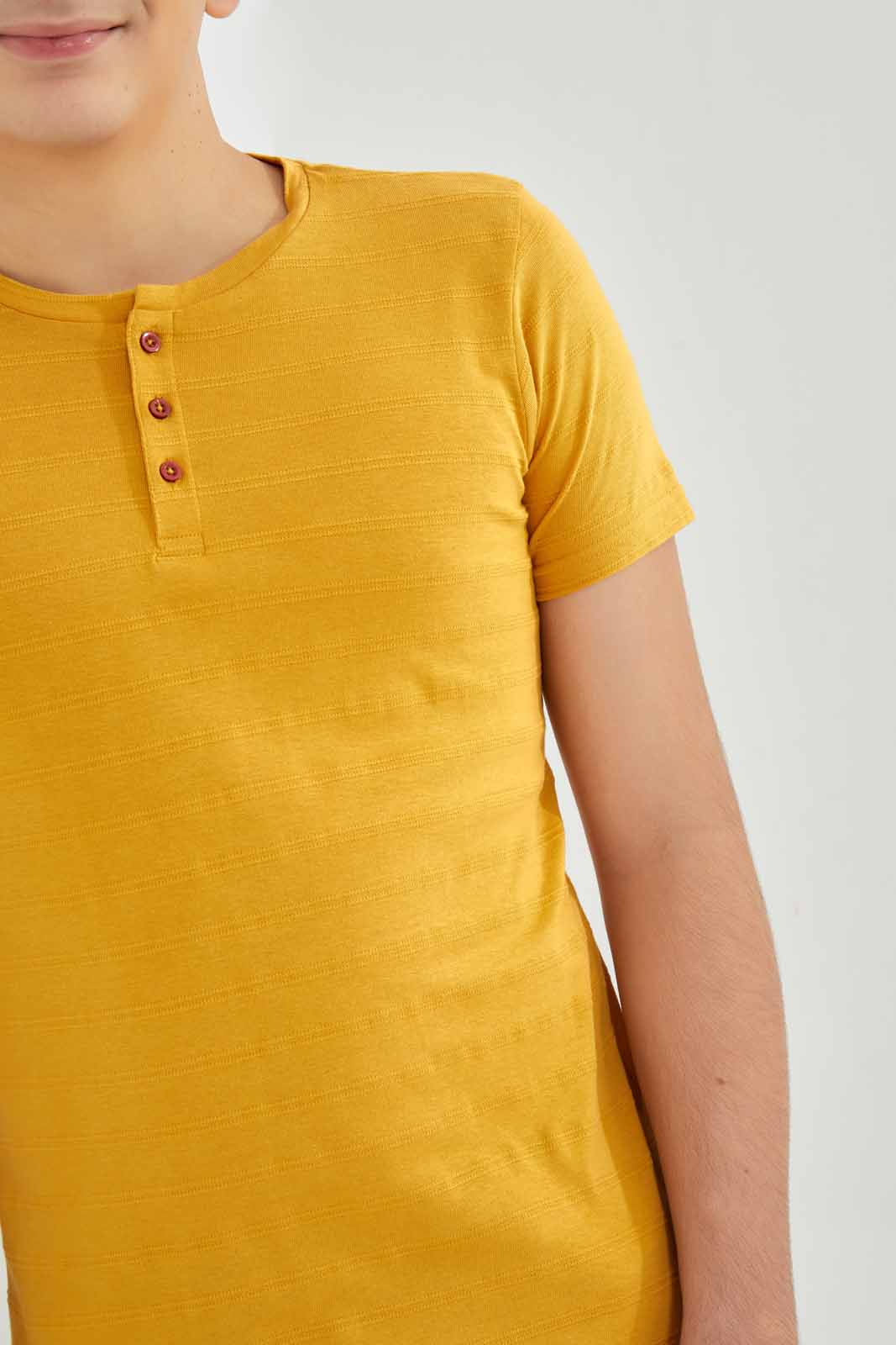 Redtag-Yellow-Jacquard-Heneley-T-Shirt-BSR-T-Shirts,-Category:T-Shirts,-Colour:Yellow,-Deals:New-In,-Filter:Senior-Boys-(8-to-14-Yrs),-New-In-BSR-APL,-Non-Sale,-Section:Boys-(0-to-14Yrs),-TBL,-W22A-Senior-Boys-9 to 14 Years