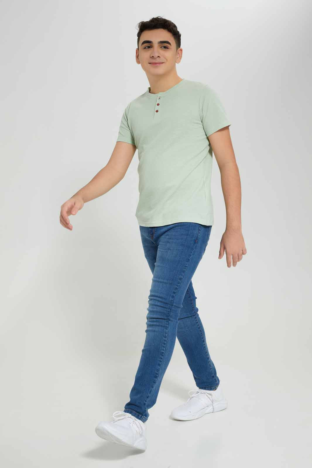 Redtag-Sky-Blue-Jacquard-Heneley-T-Shirt-BSR-T-Shirts,-Category:T-Shirts,-Colour:Sky-Blue,-Deals:New-In,-Filter:Senior-Boys-(8-to-14-Yrs),-New-In-BSR-APL,-Non-Sale,-Section:Boys-(0-to-14Yrs),-TBL,-W22A-Senior-Boys-9 to 14 Years