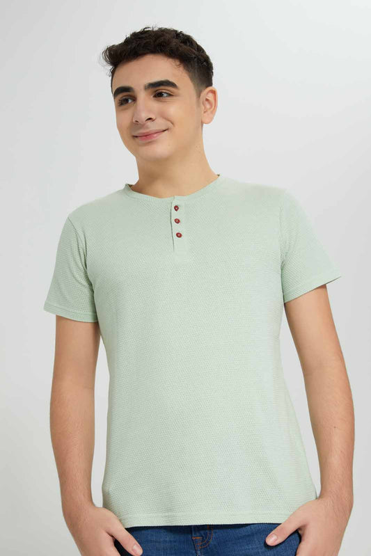 Redtag-Sky-Blue-Jacquard-Heneley-T-Shirt-BSR-T-Shirts,-Category:T-Shirts,-Colour:Sky-Blue,-Deals:New-In,-Filter:Senior-Boys-(8-to-14-Yrs),-New-In-BSR-APL,-Non-Sale,-Section:Boys-(0-to-14Yrs),-TBL,-W22A-Senior-Boys-9 to 14 Years