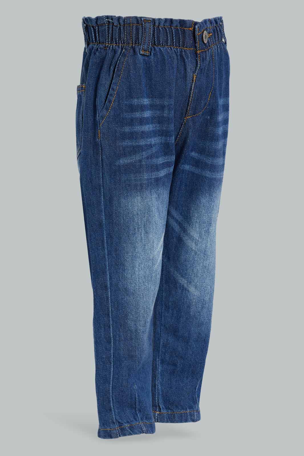 Redtag-Blue-Solid-Paperbag-Jean-Category:Jeans,-Colour:Blue,-Deals:New-In,-Filter:Infant-Girls-(3-to-24-Mths),-ING-Jeans,-New-In-ING-APL,-Non-Sale,-Section:Girls-(0-to-14Yrs),-W22B-Infant-Girls-3 to 24 Months