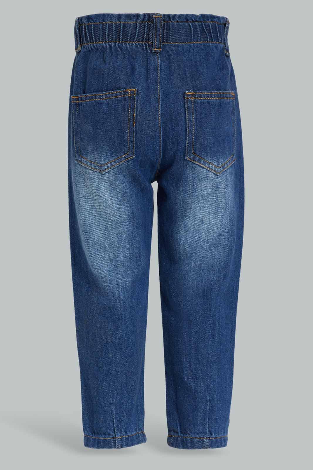 Redtag-Blue-Solid-Paperbag-Jean-Category:Jeans,-Colour:Blue,-Deals:New-In,-Filter:Infant-Girls-(3-to-24-Mths),-ING-Jeans,-New-In-ING-APL,-Non-Sale,-Section:Girls-(0-to-14Yrs),-W22B-Infant-Girls-3 to 24 Months