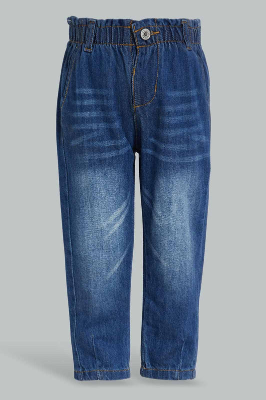 Redtag-Blue-Solid-Paperbag-Jean-Category:Jeans,-Colour:Blue,-Deals:New-In,-Filter:Infant-Girls-(3-to-24-Mths),-ING-Jeans,-New-In-ING-APL,-Non-Sale,-Section:Girls-(0-to-14Yrs),-W22B-Infant-Girls-3 to 24 Months