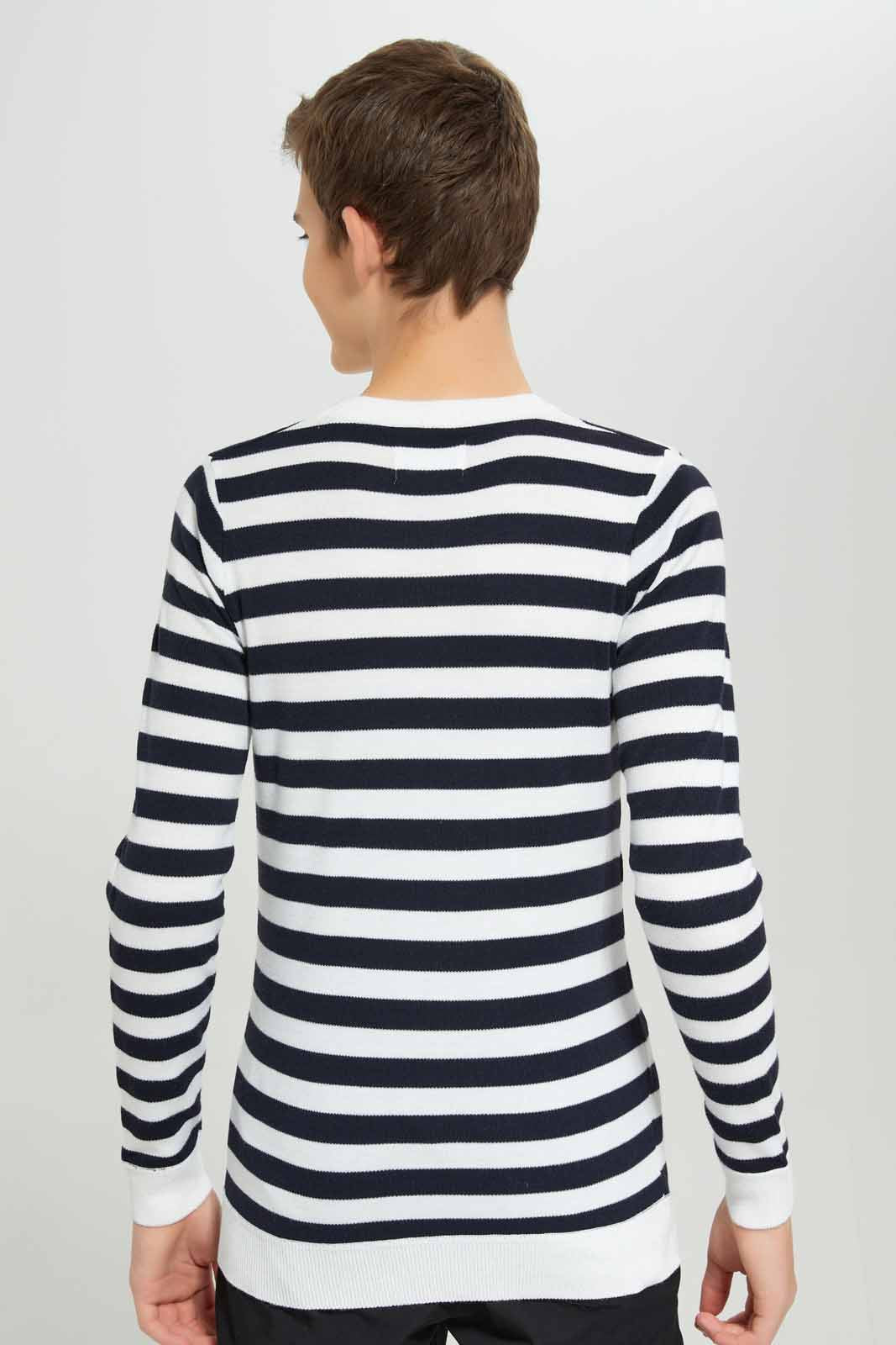 Redtag-White-Stripe-Pullover-BSR-Pullovers,-Category:Pullovers,-Colour:White,-Deals:New-In,-Dept:Boys,-Filter:Senior-Boys-(8-to-14-Yrs),-New-In-BSR-APL,-Non-Sale,-Section:Boys-(0-to-14Yrs),-TBL,-W22B-Senior-Boys-9 to 14 Years