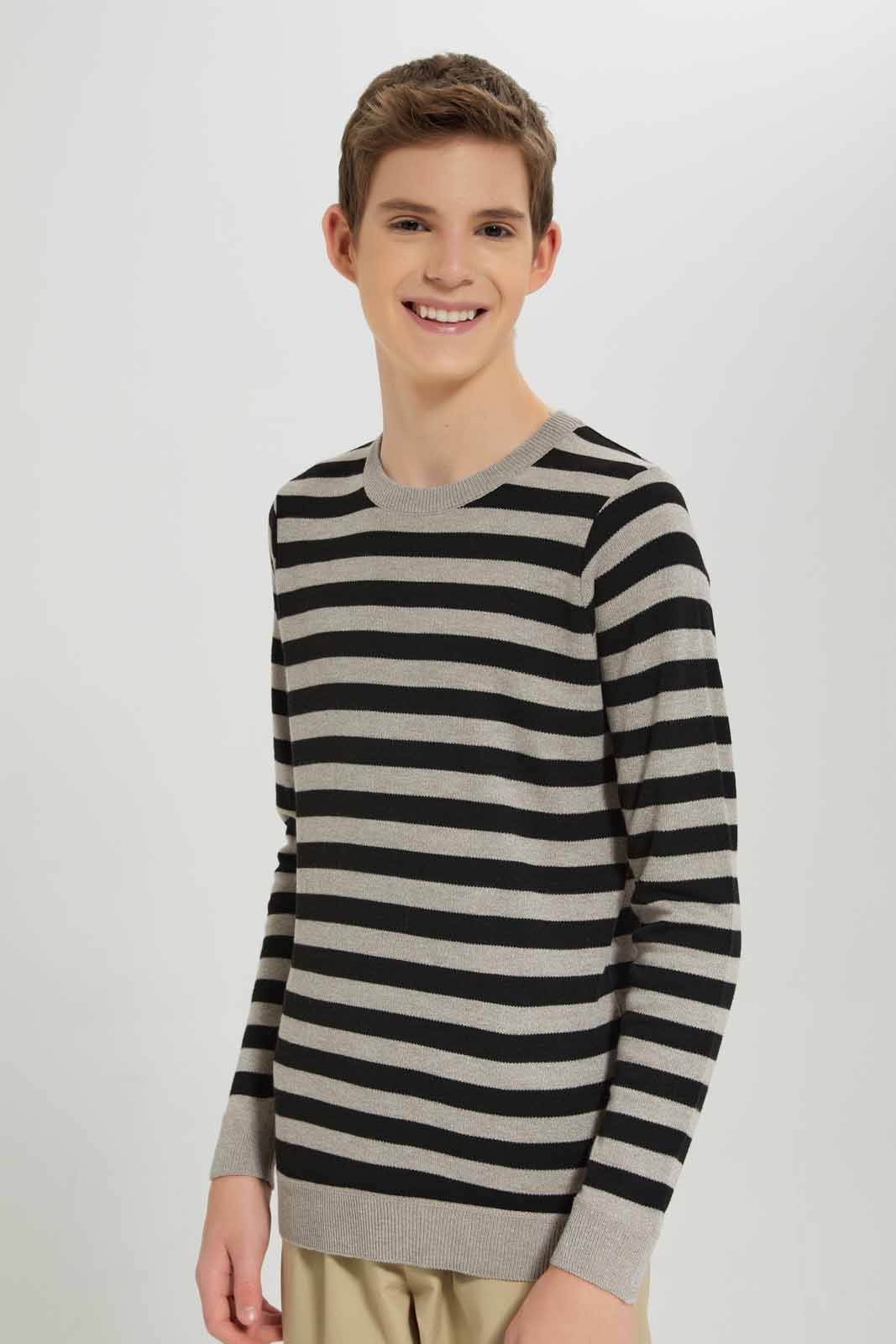 Redtag-Beige-Stripe-Pullover-BSR-Pullovers,-Category:Pullovers,-Colour:Beige,-Deals:New-In,-Dept:Boys,-Filter:Senior-Boys-(8-to-14-Yrs),-New-In-BSR-APL,-Non-Sale,-Section:Boys-(0-to-14Yrs),-TBL,-W22B-Senior-Boys-9 to 14 Years