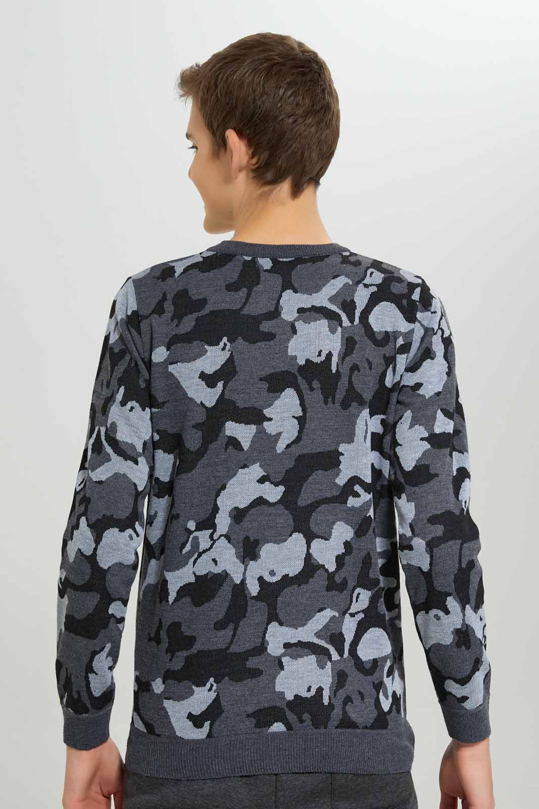 Redtag-Grey-Mel-Camo-Pullover-BSR-Pullovers,-Category:Pullovers,-Colour:Grey-Melange,-Deals:New-In,-Dept:Boys,-Filter:Senior-Boys-(8-to-14-Yrs),-New-In-BSR-APL,-Non-Sale,-Section:Boys-(0-to-14Yrs),-TBL,-W22B-Senior-Boys-9 to 14 Years