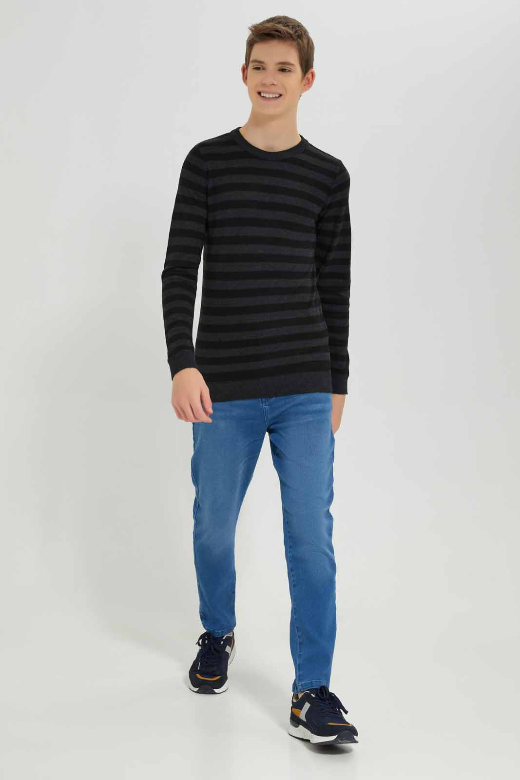 Redtag-Charcoal-Stripe-Pullover-BSR-Pullovers,-Category:Pullovers,-Colour:Charcoal,-Deals:New-In,-Dept:Boys,-Filter:Senior-Boys-(8-to-14-Yrs),-New-In-BSR-APL,-Non-Sale,-Section:Boys-(0-to-14Yrs),-TBL,-W22B-Senior-Boys-9 to 14 Years