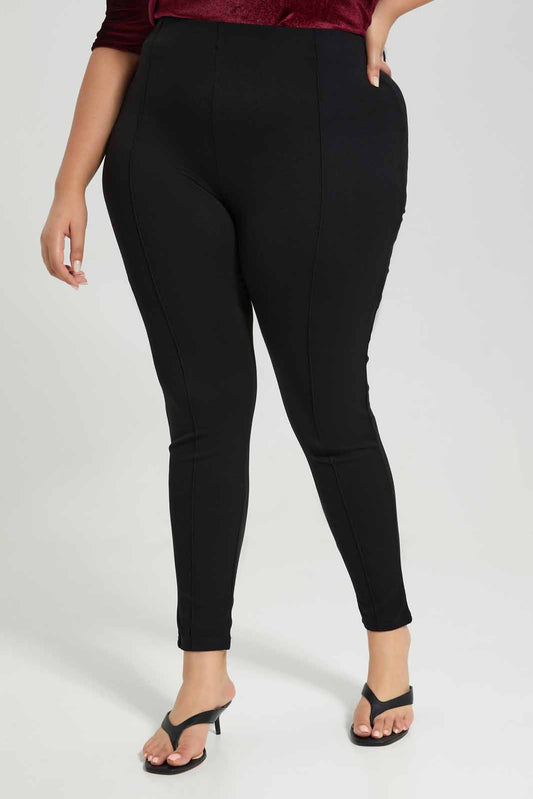 Redtag-Black-Pleated-Pontie-Legging-Category:Jeggings,-Colour:Black,-Deals:New-In,-Filter:Women's-Clothing,-New-In-Women-APL,-Non-Sale,-Section:Women,-W22A,-Women-Jeggings-Women's-