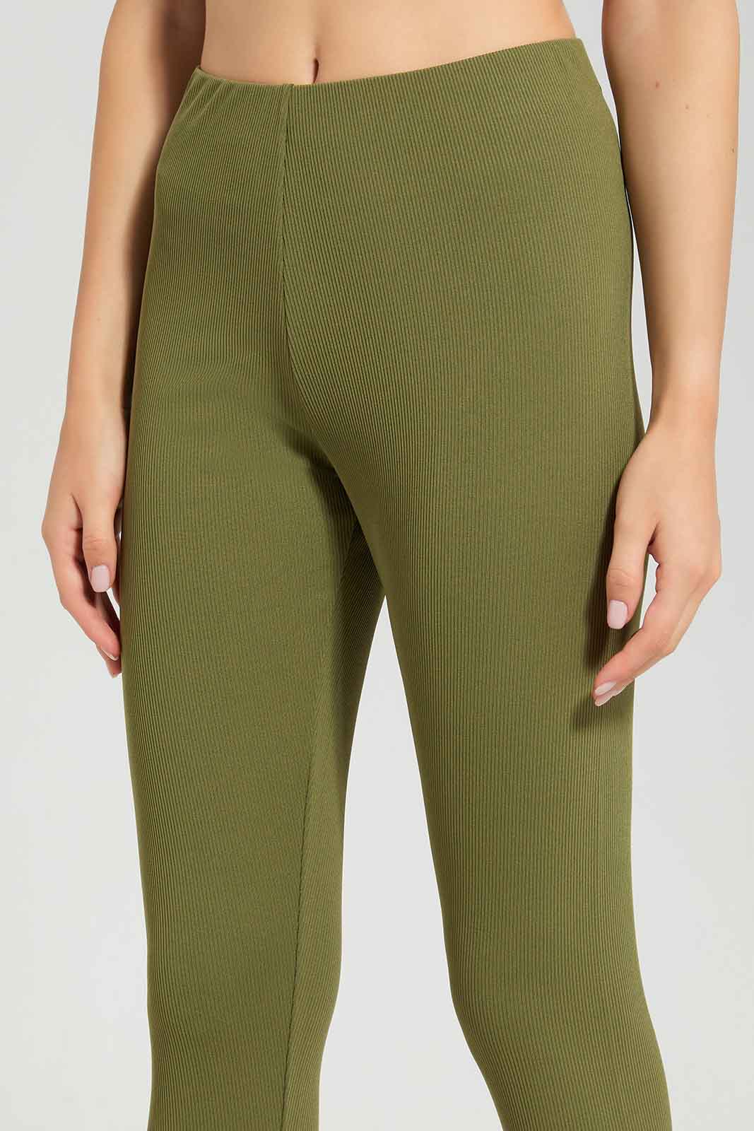 Redtag-Olive-Drop-Needle-Legging-Category:Jeggings,-Colour:Olive,-Deals:New-In,-Filter:Women's-Clothing,-New-In-Women-APL,-Non-Sale,-Section:Women,-W22A,-Women-Jeggings-Women's-
