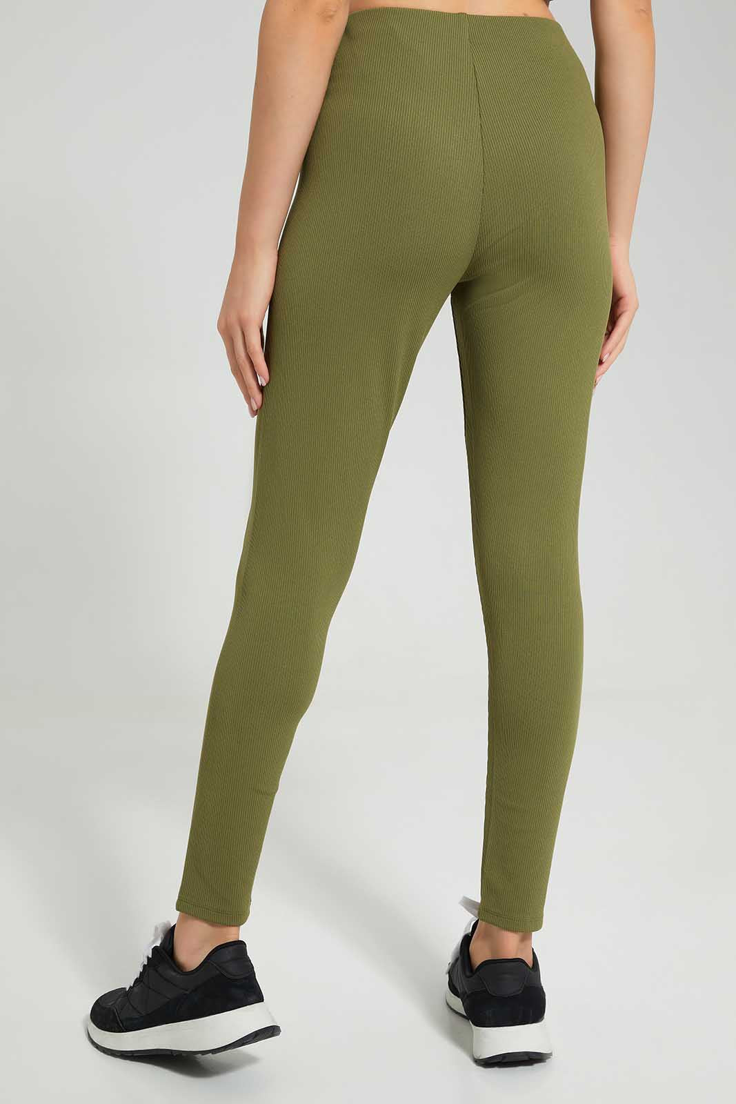 Redtag-Olive-Drop-Needle-Legging-Category:Jeggings,-Colour:Olive,-Deals:New-In,-Filter:Women's-Clothing,-New-In-Women-APL,-Non-Sale,-Section:Women,-W22A,-Women-Jeggings-Women's-