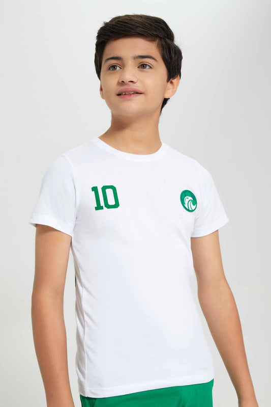 Redtag-WHITE-Saudi-World-Cup-Tee-BSR-T-Shirts,-Category:T-Shirts,-Colour:White,-Deals:New-In,-Filter:Senior-Boys-(8-to-14-Yrs),-FWC,-New-In-BSR-APL,-Non-Sale,-Section:Boys-(0-to-14Yrs),-W22A-Senior-Boys-