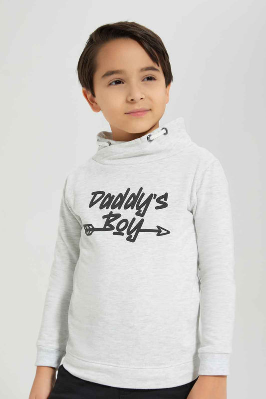 Redtag-White-Marl-Cowel-Neck-Sweatshirt-BOY-Sweatshirts,-Category:Sweatshirts,-Colour:White,-Deals:New-In,-Dept:Boys,-Filter:Boys-(2-to-8-Yrs),-New-In-BOY-APL,-Non-Sale,-Section:Boys-(0-to-14Yrs),-W22B-Boys-2 to 8 Years