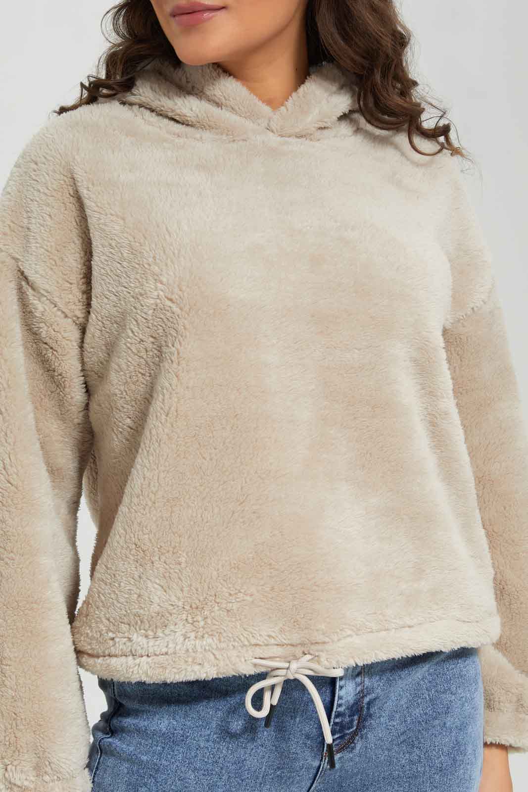 Redtag-Beige-Polar-Fleece-Hoodie-Sweatshirt-Category:Sweatshirts,-Colour:Beige,-Deals:New-In,-EHW,-Filter:Women's-Clothing,-New-In-Women-APL,-Non-Sale,-Section:Women,-W22B,-Women-Sweatshirts-Women's-