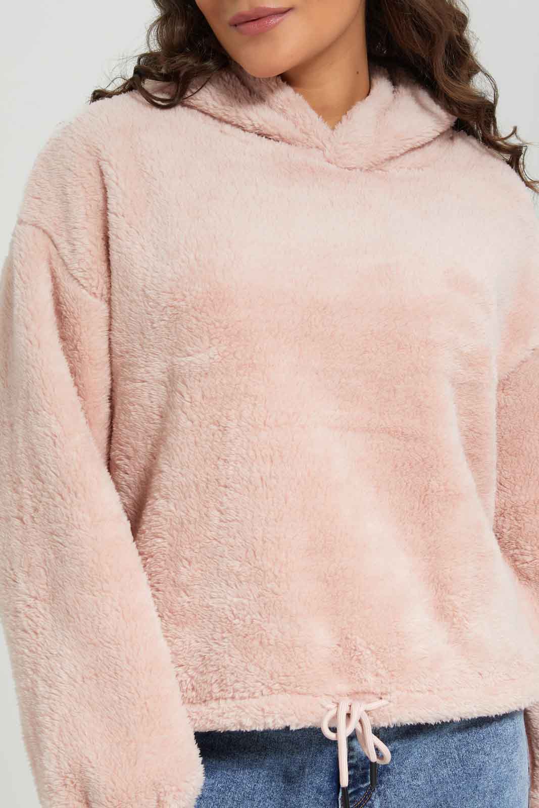 Redtag-Pink-Polar-Fleece-Hoodie-Sweatshirt-Category:Sweatshirts,-Colour:Apricot,-Deals:New-In,-EHW,-Filter:Women's-Clothing,-New-In-Women-APL,-Non-Sale,-Section:Women,-W22B,-Women-Sweatshirts-Women's-