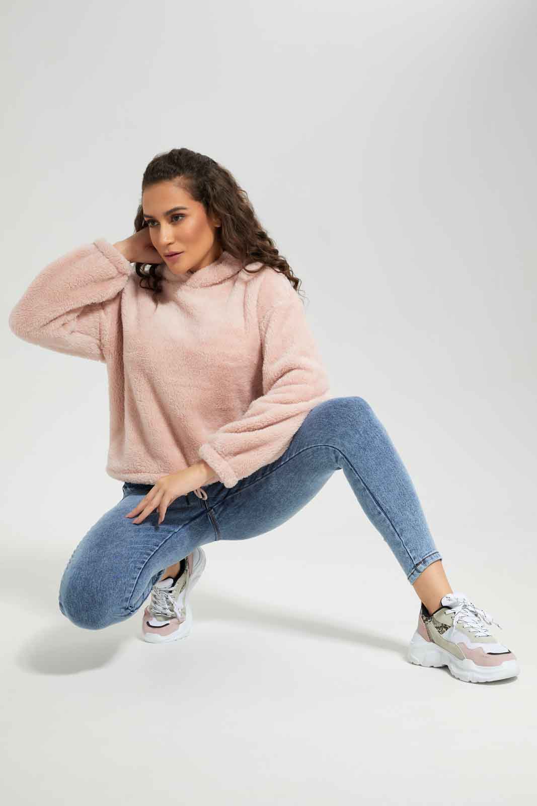 Redtag-Pink-Polar-Fleece-Hoodie-Sweatshirt-Category:Sweatshirts,-Colour:Apricot,-Deals:New-In,-EHW,-Filter:Women's-Clothing,-New-In-Women-APL,-Non-Sale,-Section:Women,-W22B,-Women-Sweatshirts-Women's-