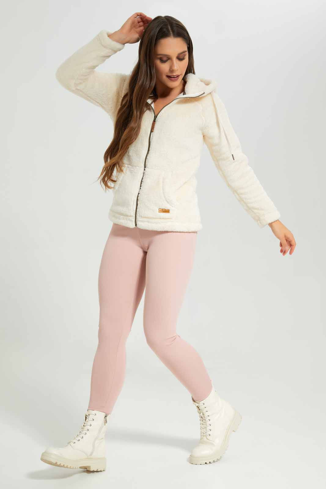 Redtag-Ivory-Polar-Fleece-Zip-Through-Sweatshirt-Category:Sweatshirts,-Colour:Ivory,-Deals:New-In,-EHW,-Filter:Women's-Clothing,-New-In-Women-APL,-Non-Sale,-Section:Women,-W22B,-Women-Sweatshirts-Women's-