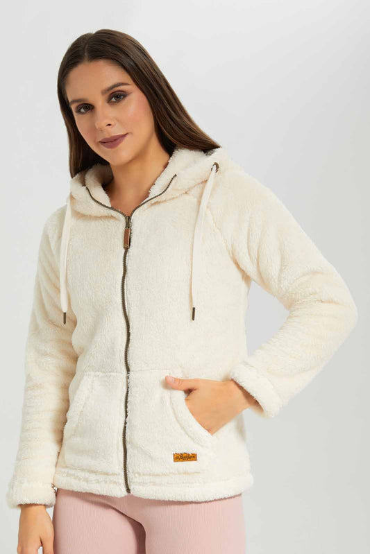 Redtag-Ivory-Polar-Fleece-Zip-Through-Sweatshirt-Category:Sweatshirts,-Colour:Ivory,-Deals:New-In,-EHW,-Filter:Women's-Clothing,-New-In-Women-APL,-Non-Sale,-Section:Women,-W22B,-Women-Sweatshirts-Women's-