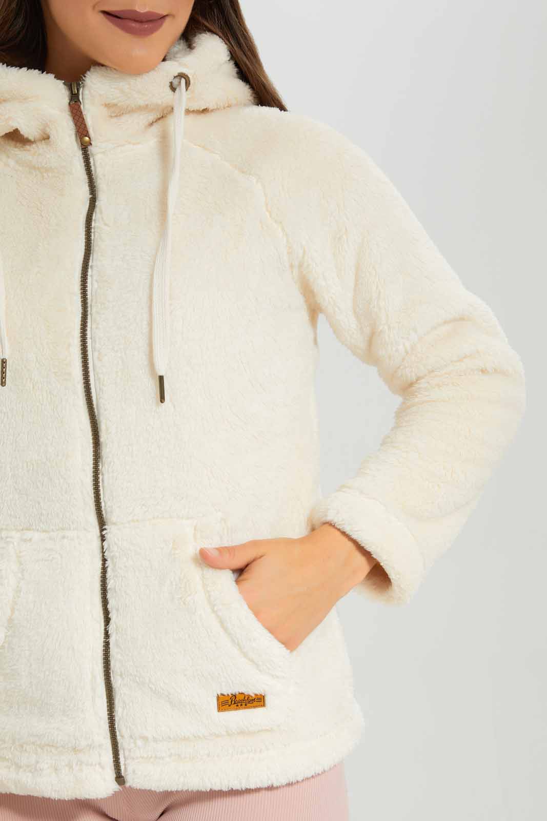 Redtag-Ivory-Polar-Fleece-Zip-Through-Sweatshirt-Category:Sweatshirts,-Colour:Ivory,-Deals:New-In,-EHW,-Filter:Women's-Clothing,-New-In-Women-APL,-Non-Sale,-Section:Women,-W22B,-Women-Sweatshirts-Women's-