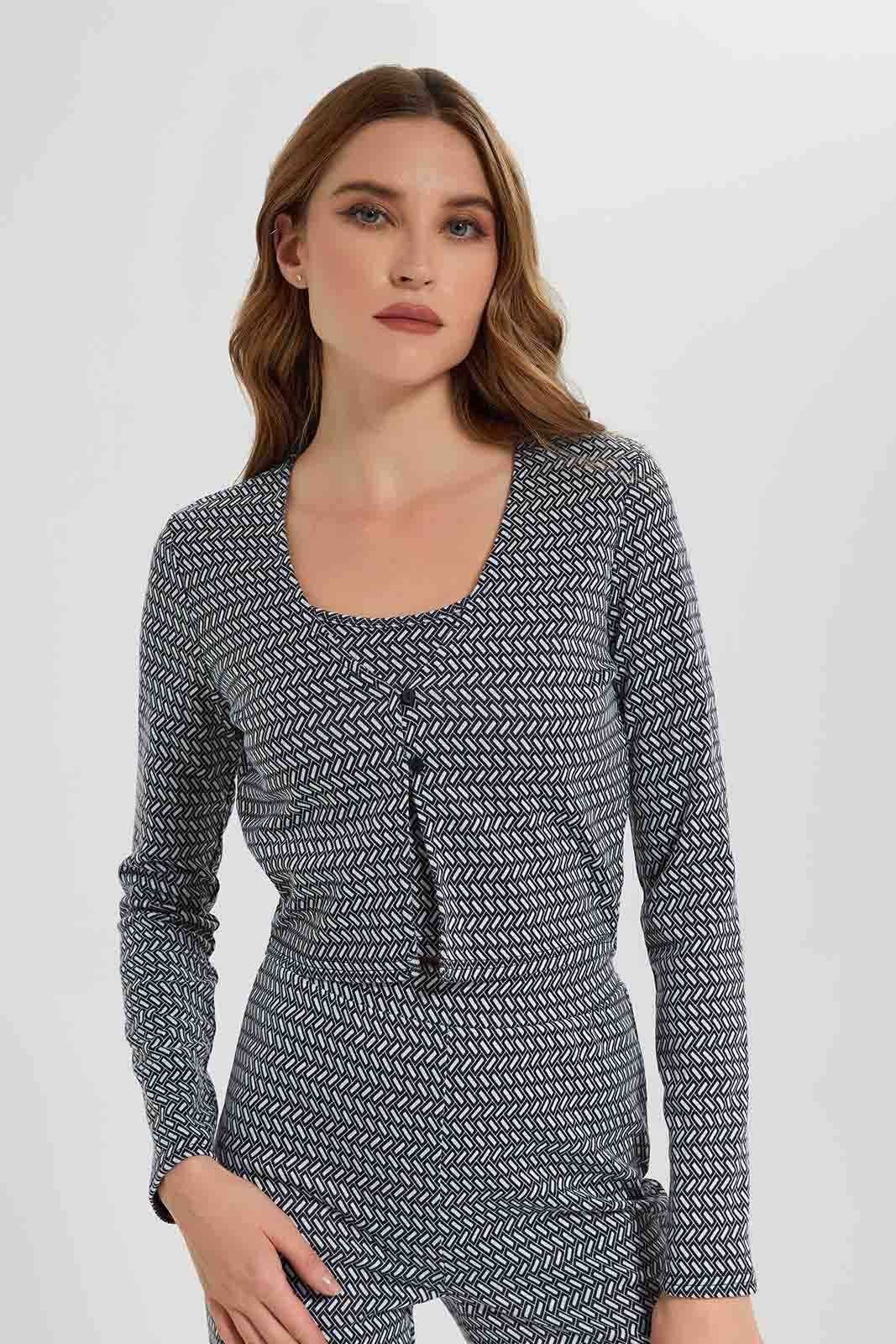 Redtag-Blue/White-Button-Front-Top-Category:Tops,-Colour:Assorted,-Deals:New-In,-Filter:Women's-Clothing,-LEC,-LEC-Tops,-New-In-LEC-APL,-Non-Sale,-Section:Women,-W22B-Women's-