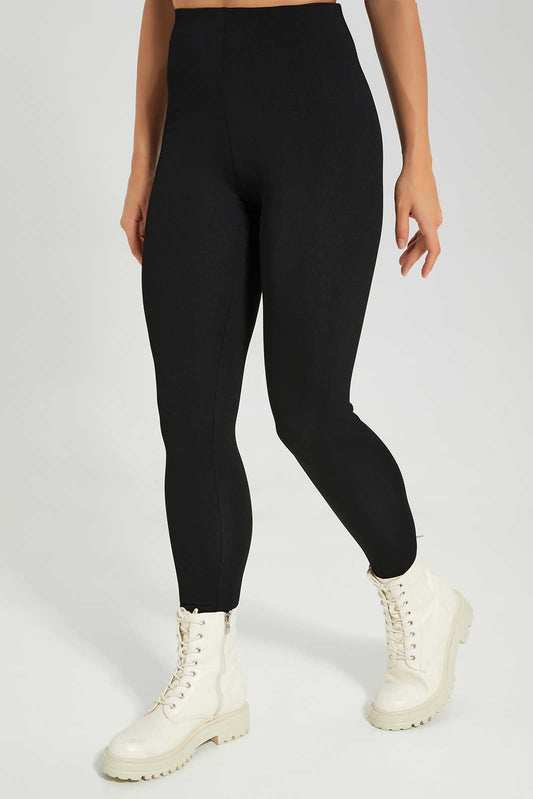 Redtag-Black-Drop-Needle-Legging-Category:Jeggings,-Colour:Black,-Deals:New-In,-Filter:Women's-Clothing,-New-In-Women-APL,-Non-Sale,-Section:Women,-W22B,-Women-Jeggings-Women's-