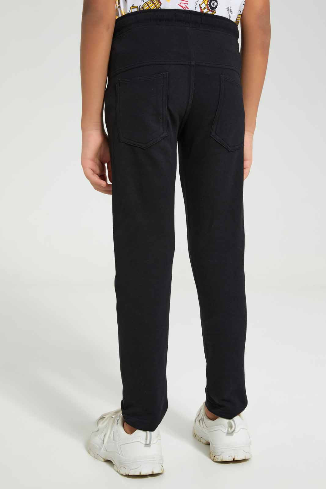 Redtag-Black-Stretch-terry-Pant-BOY-Joggers,-Category:Joggers,-Colour:Black,-Deals:New-In,-Filter:Boys-(2-to-8-Yrs),-New-In-BOY-APL,-Non-Sale,-Section:Boys-(0-to-14Yrs),-TBL,-W22A-Boys-2 to 8 Years