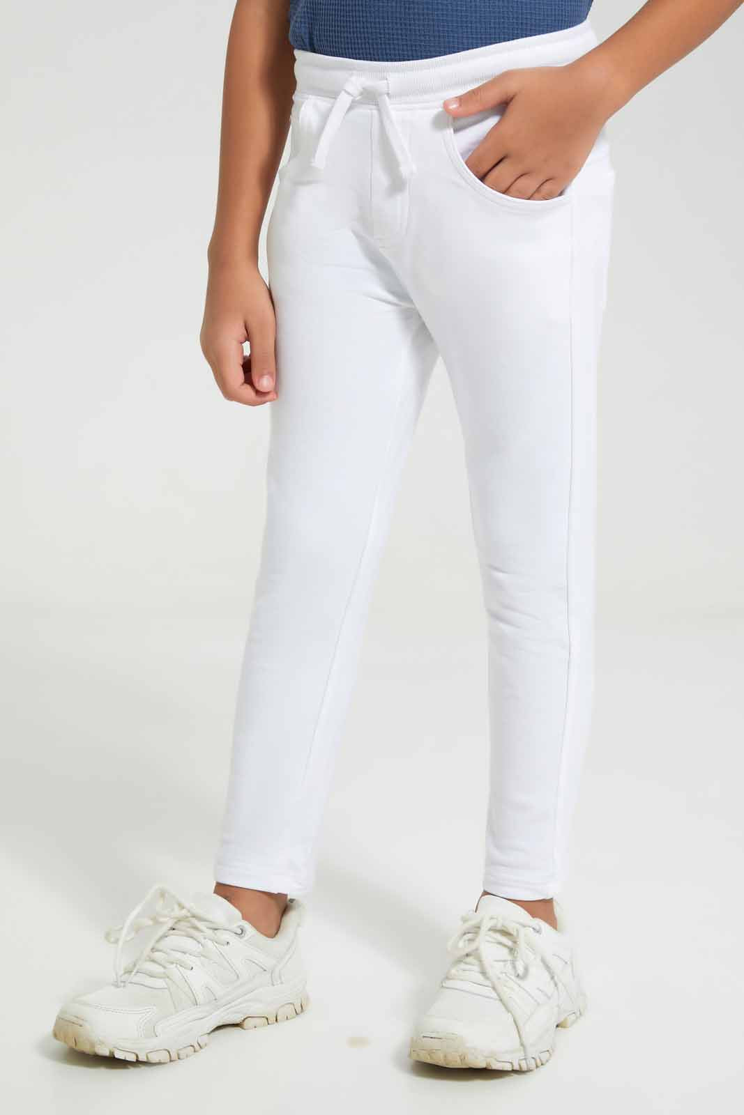 Redtag-White-Stretch-terry-Pant-BOY-Joggers,-Category:Joggers,-Colour:White,-Deals:New-In,-Filter:Boys-(2-to-8-Yrs),-New-In-BOY-APL,-Non-Sale,-Section:Boys-(0-to-14Yrs),-TBL,-W22A-Boys-2 to 8 Years