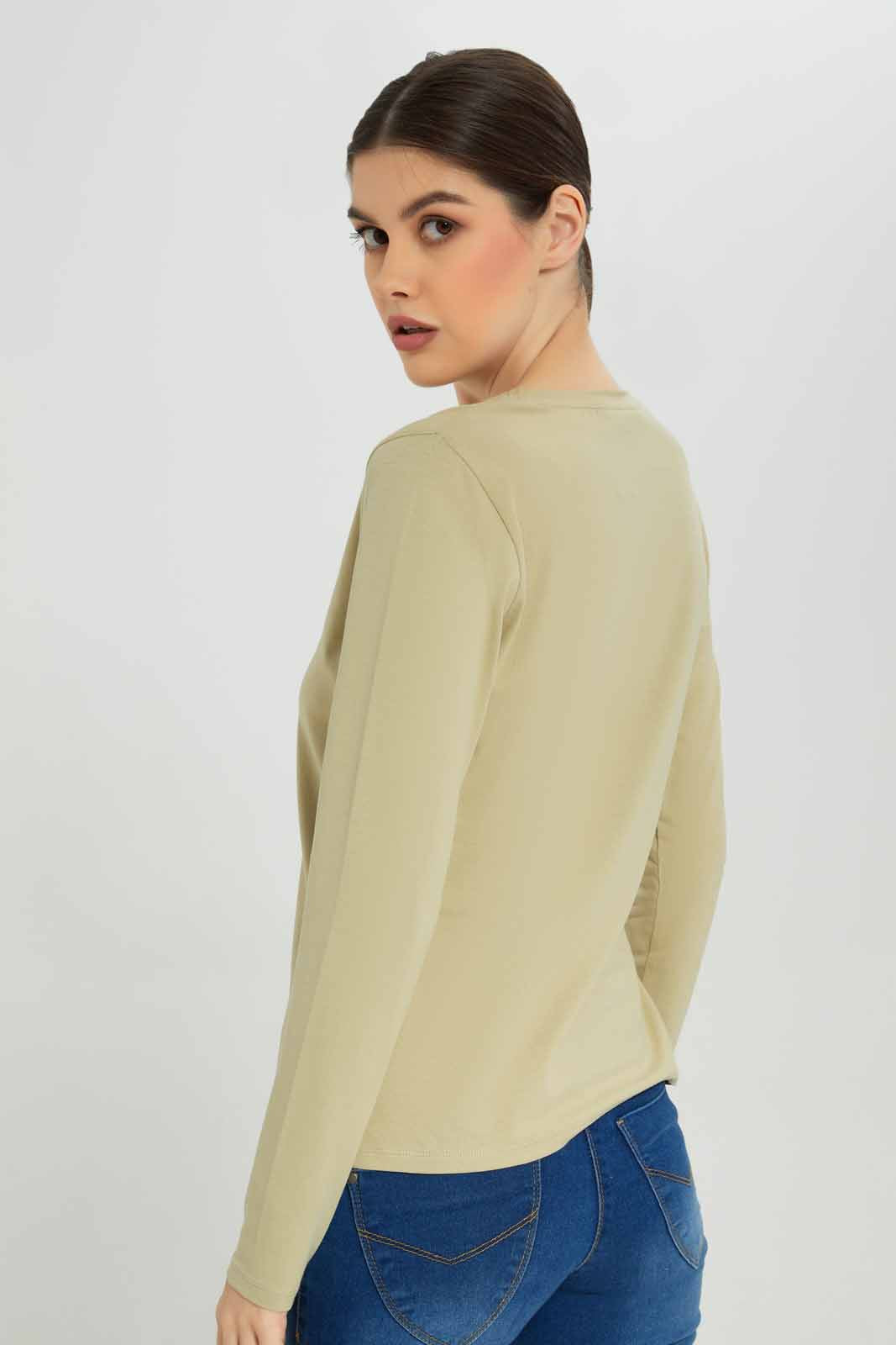 Redtag-Sage-Plain-Crew-Neck-Long-Sleeve-T-Shirt-Category:T-Shirts,-Colour:Green,-Deals:New-In,-Dept:Ladieswear,-Filter:Women's-Clothing,-New-In-Women-APL,-Non-Sale,-Section:Women,-TBL,-W22B,-Women-T-Shirts-Women's-
