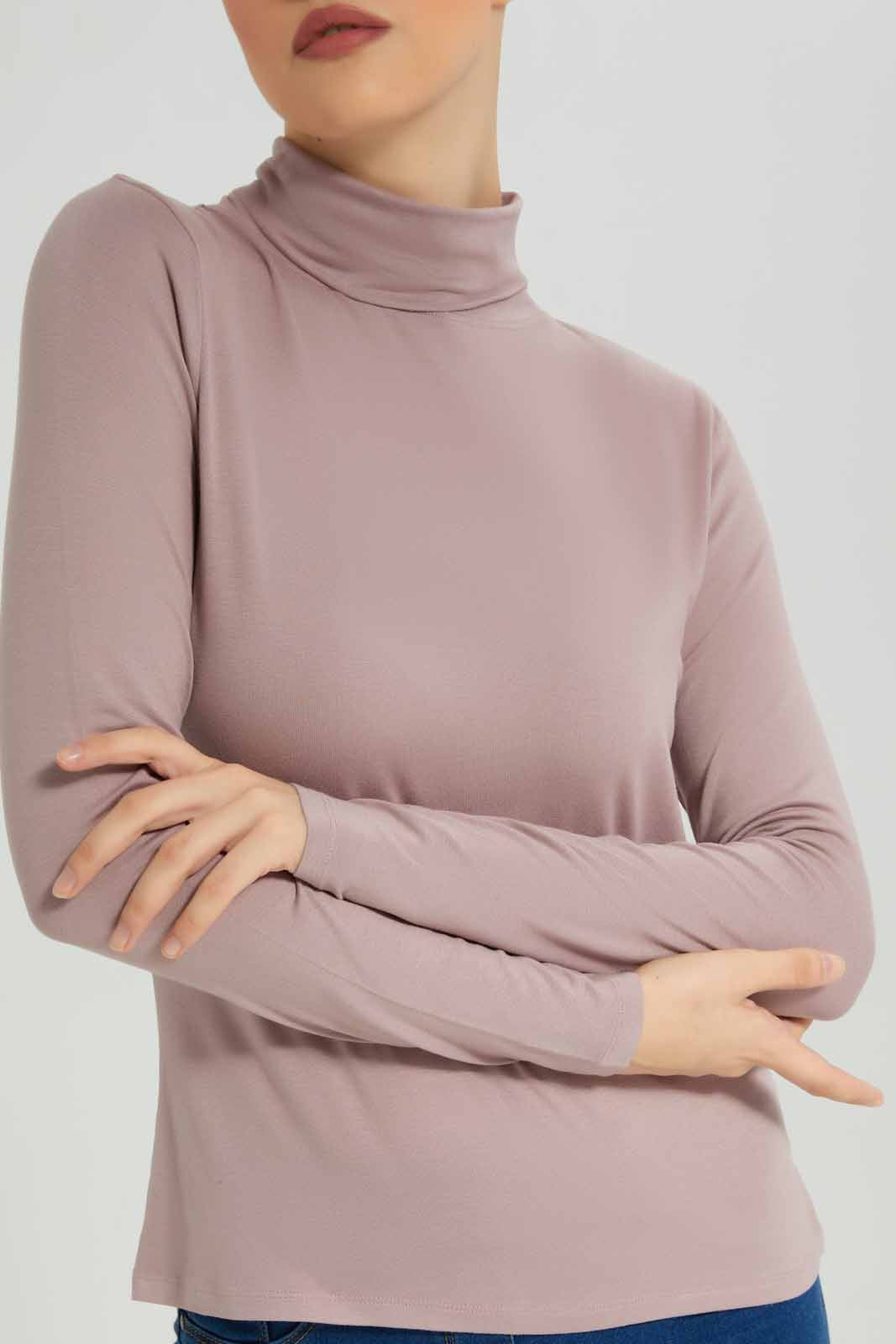 Redtag-Mauve-Long-Sleeve-Turtle-Neck-T-Shirt-Category:T-Shirts,-Colour:Mauve,-Deals:New-In,-Dept:Ladieswear,-Filter:Women's-Clothing,-New-In-Women-APL,-Non-Sale,-Section:Women,-TBL,-W22B,-Women-T-Shirts-Women's-