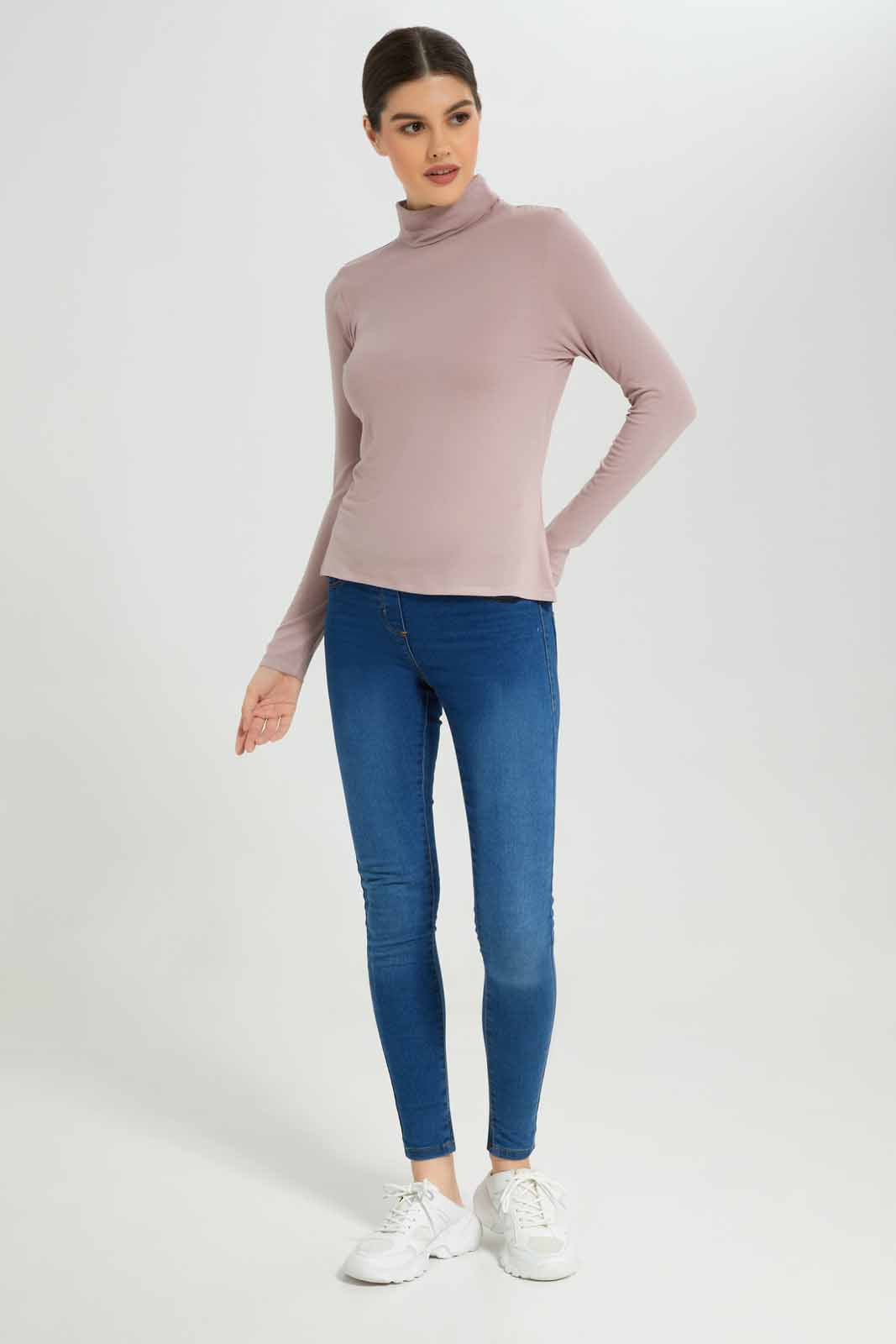 Redtag-Mauve-Long-Sleeve-Turtle-Neck-T-Shirt-Category:T-Shirts,-Colour:Mauve,-Deals:New-In,-Dept:Ladieswear,-Filter:Women's-Clothing,-New-In-Women-APL,-Non-Sale,-Section:Women,-TBL,-W22B,-Women-T-Shirts-Women's-