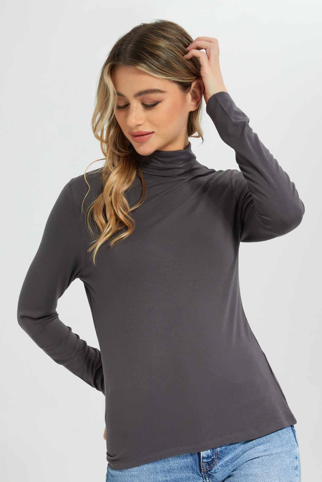 Redtag-Khaki-Long-Sleeve-Turtle-Neck-T-Shirt-Category:T-Shirts,-Colour:Olive,-Deals:New-In,-Dept:Ladieswear,-Filter:Women's-Clothing,-New-In-Women-APL,-Non-Sale,-Section:Women,-TBL,-W22B,-Women-T-Shirts-Women's-