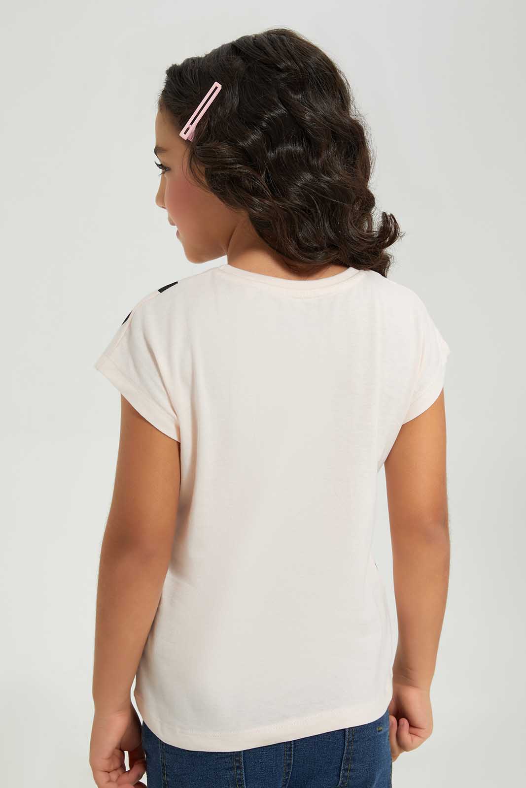 Redtag-PALE-PINK-LICENSE-TEE--MINNIE-SPOT-Bundle,-Category:T-Shirts,-Colour:Apricot,-Deals:4-For-90,-Deals:New-In,-Filter:Girls-(2-to-8-Yrs),-GIR-T-Shirts,-New-In-GIR-APL,-Section:Girls-(0-to-14Yrs),-W22A-Girls-2 to 8 Years