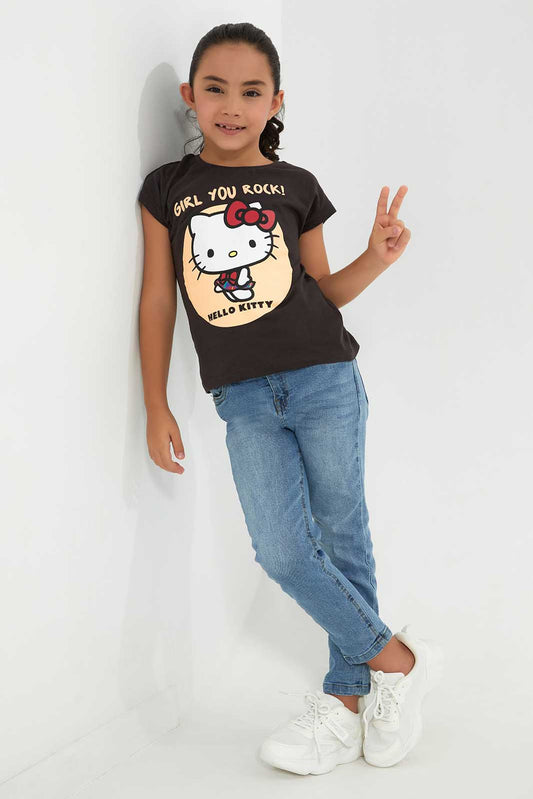 Redtag-CHARCOAL-LICENSE-TEE--HELLO-KITTY-Bundle,-Category:T-Shirts,-Colour:Charcoal,-Deals:4-For-90,-Deals:New-In,-Filter:Girls-(2-to-8-Yrs),-GIR-T-Shirts,-New-In-GIR-APL,-Section:Girls-(0-to-14Yrs),-W22A-Girls-2 to 8 Years