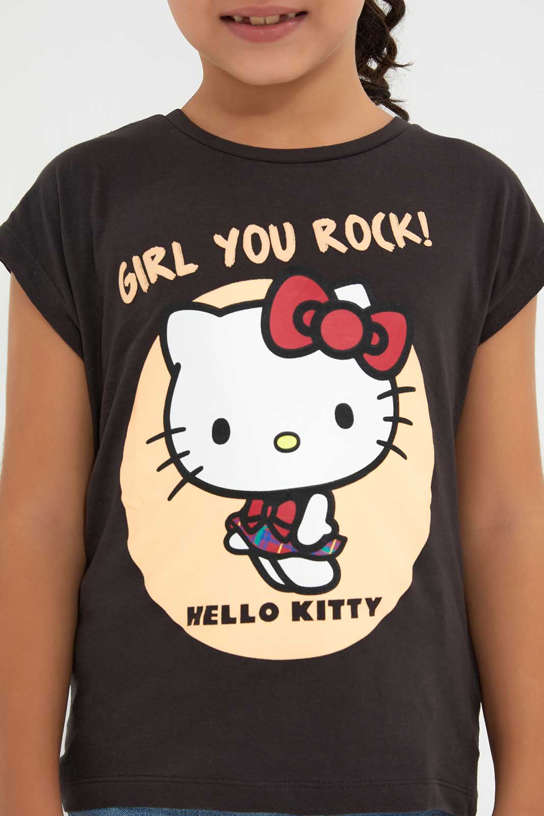 Redtag-CHARCOAL-LICENSE-TEE--HELLO-KITTY-Bundle,-Category:T-Shirts,-Colour:Charcoal,-Deals:4-For-90,-Deals:New-In,-Filter:Girls-(2-to-8-Yrs),-GIR-T-Shirts,-New-In-GIR-APL,-Section:Girls-(0-to-14Yrs),-W22A-Girls-2 to 8 Years