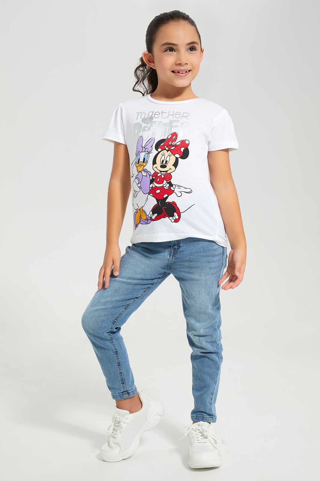 Redtag-CREAM-LICENSE-TEE--MINNIE-&-FRIENDS-Bundle,-Category:T-Shirts,-Colour:Cream,-Deals:4-For-90,-Deals:New-In,-Filter:Girls-(2-to-8-Yrs),-GIR-T-Shirts,-New-In-GIR-APL,-Section:Girls-(0-to-14Yrs),-W22A-Girls-2 to 8 Years
