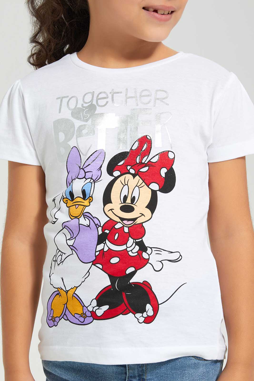 Redtag-CREAM-LICENSE-TEE--MINNIE-&-FRIENDS-Bundle,-Category:T-Shirts,-Colour:Cream,-Deals:4-For-90,-Deals:New-In,-Filter:Girls-(2-to-8-Yrs),-GIR-T-Shirts,-New-In-GIR-APL,-Section:Girls-(0-to-14Yrs),-W22A-Girls-2 to 8 Years