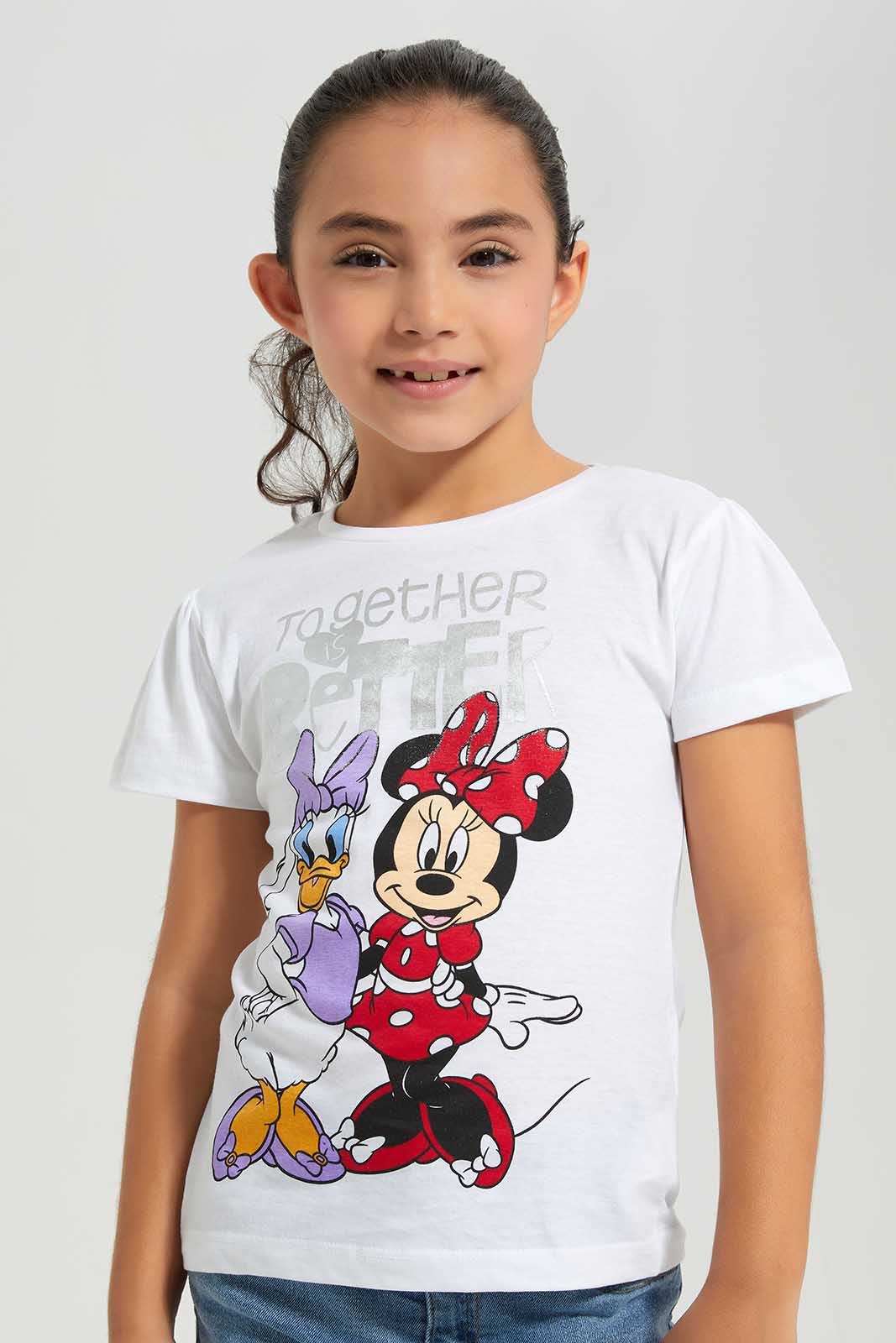 Redtag-CREAM-LICENSE-TEE--MINNIE-&-FRIENDS-Bundle,-Category:T-Shirts,-Colour:Cream,-Deals:4-For-90,-Deals:New-In,-Filter:Girls-(2-to-8-Yrs),-GIR-T-Shirts,-New-In-GIR-APL,-Section:Girls-(0-to-14Yrs),-W22A-Girls-2 to 8 Years