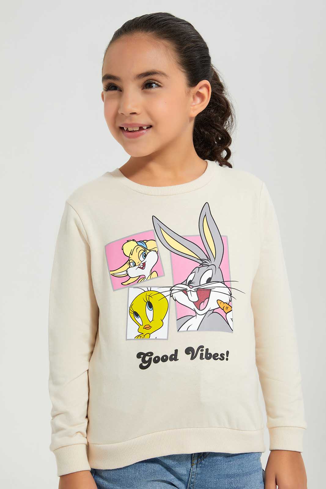 Redtag-CREAM-LICENSE-ACTIVE-TOP--TWEETY-Bundle,-Category:Sweatshirts,-Colour:Cream,-Deals:3-For-90,-Deals:New-In,-Filter:Girls-(2-to-8-Yrs),-GIR-Sweatshirts,-New-In-GIR-APL,-Section:Girls-(0-to-14Yrs),-W22A-Girls-2 to 8 Years