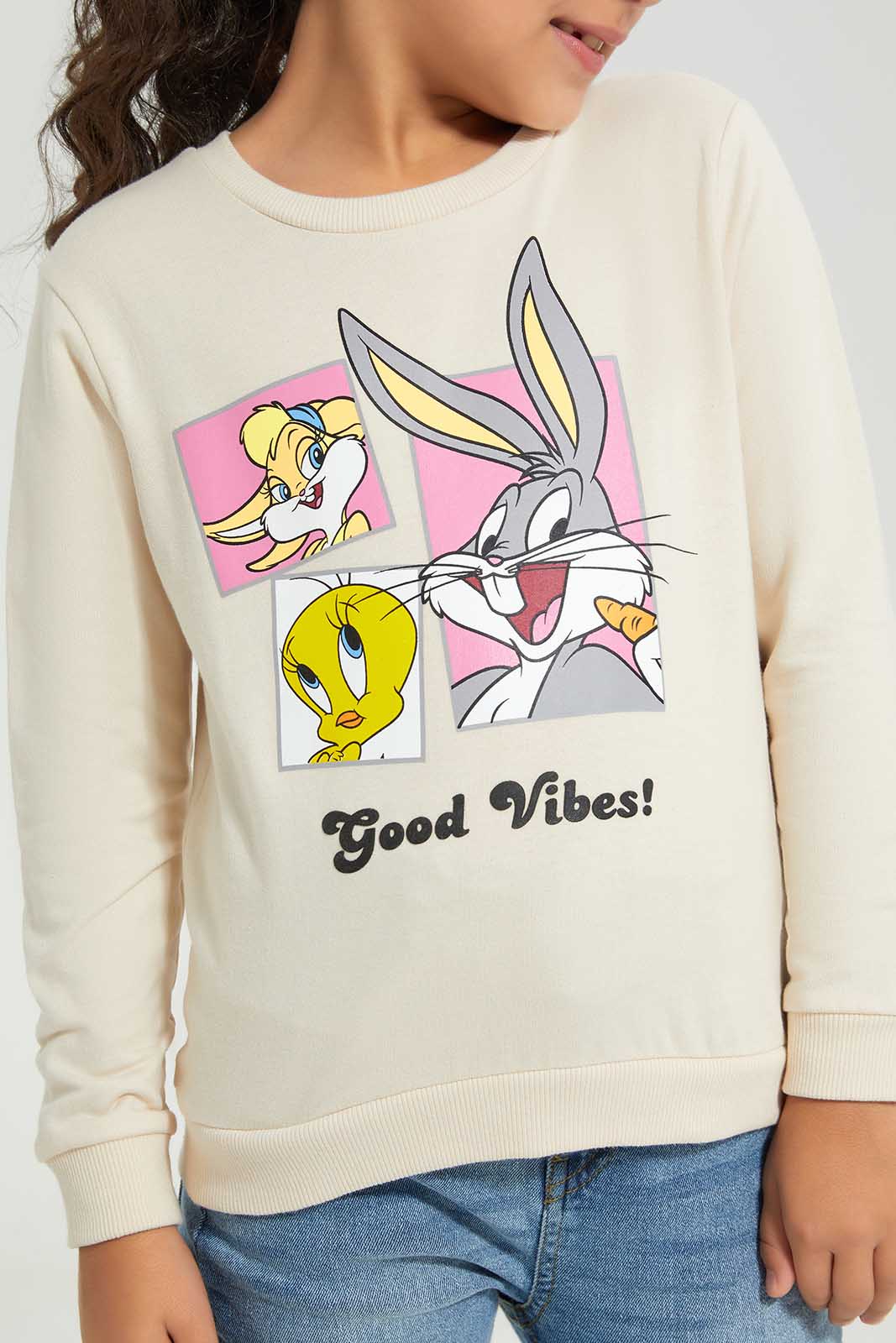 Redtag-CREAM-LICENSE-ACTIVE-TOP--TWEETY-Bundle,-Category:Sweatshirts,-Colour:Cream,-Deals:3-For-90,-Deals:New-In,-Filter:Girls-(2-to-8-Yrs),-GIR-Sweatshirts,-New-In-GIR-APL,-Section:Girls-(0-to-14Yrs),-W22A-Girls-2 to 8 Years