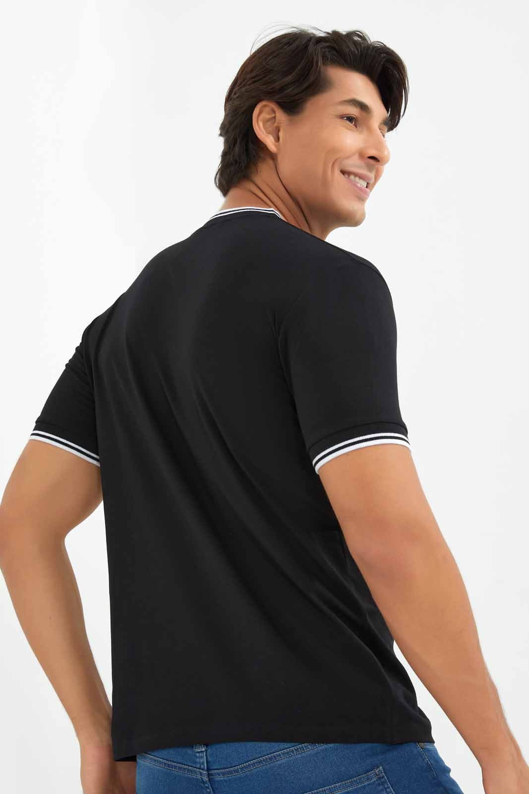 Redtag-Black-Henley-T-Shirt-Category:T-Shirts,-Colour:Black,-Deals:New-In,-Filter:Men's-Clothing,-Men-T-Shirts,-New-In-Men-APL,-Non-Sale,-Section:Men,-W22A-Men's-