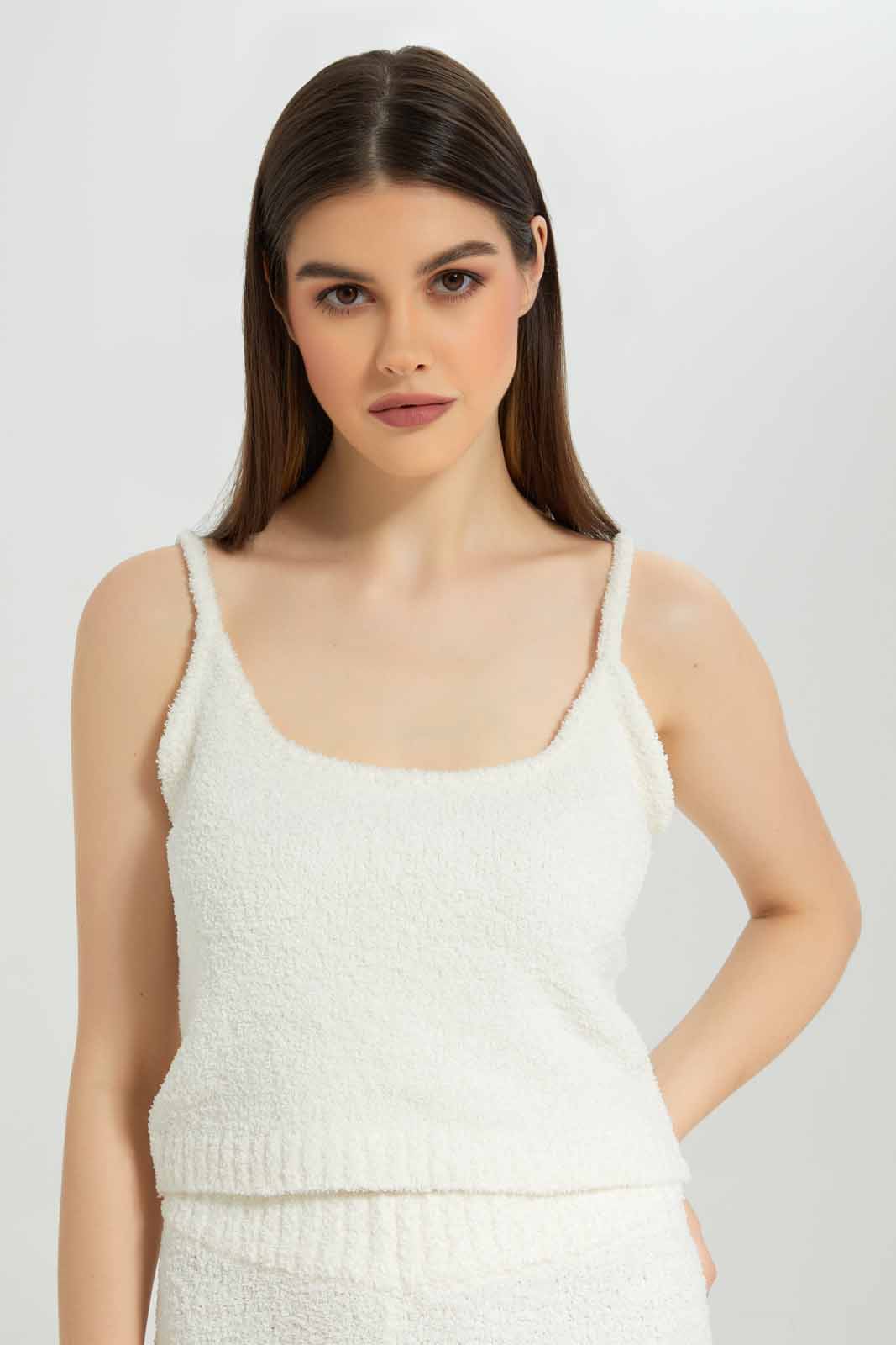 Women Ivory Shearling Cozy Lounge Vest