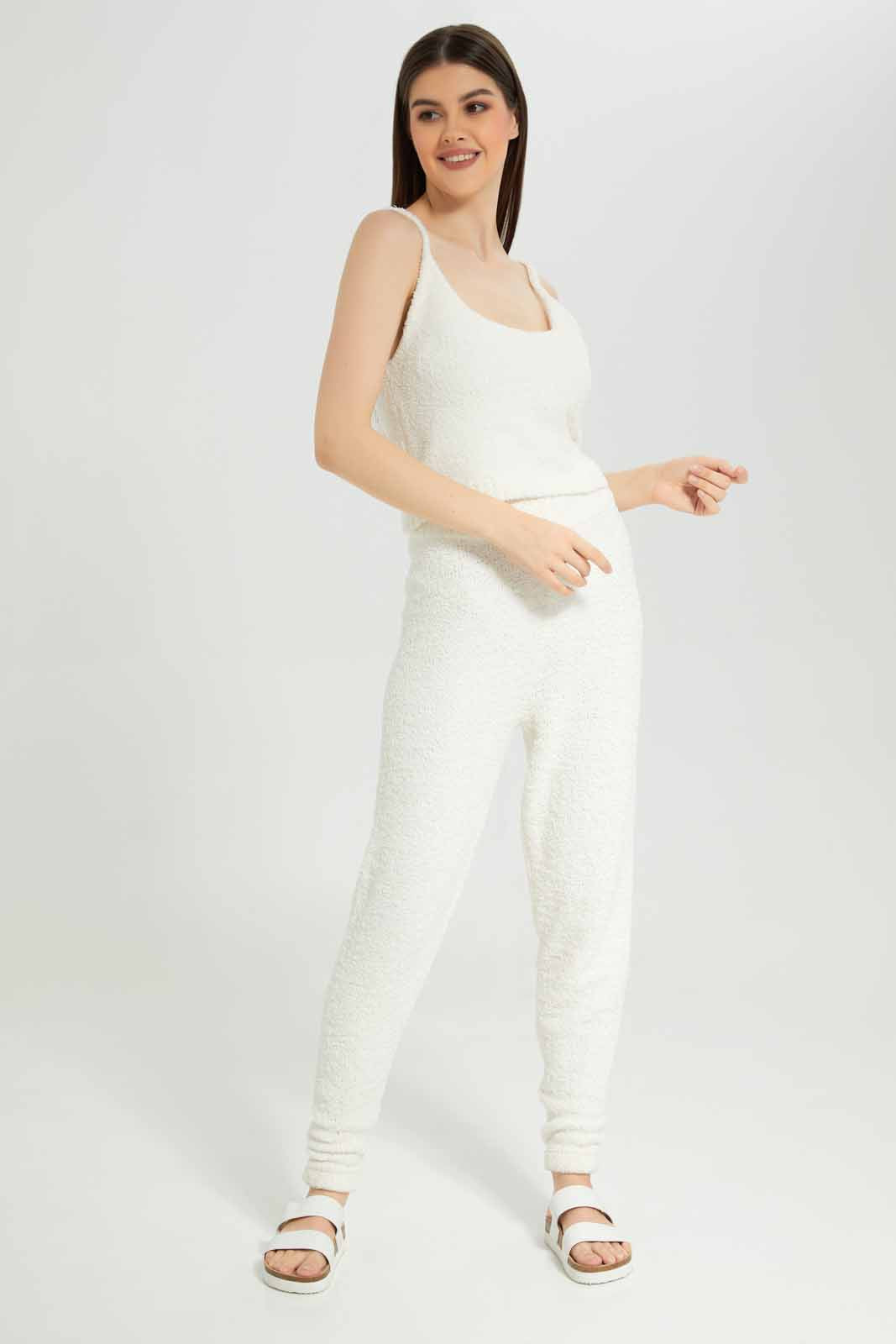 Women Ivory Shearling Cozy Lounge Vest