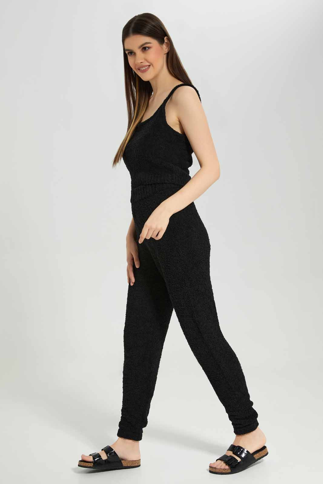 Women Black Shearling Cozy Lounge Vest