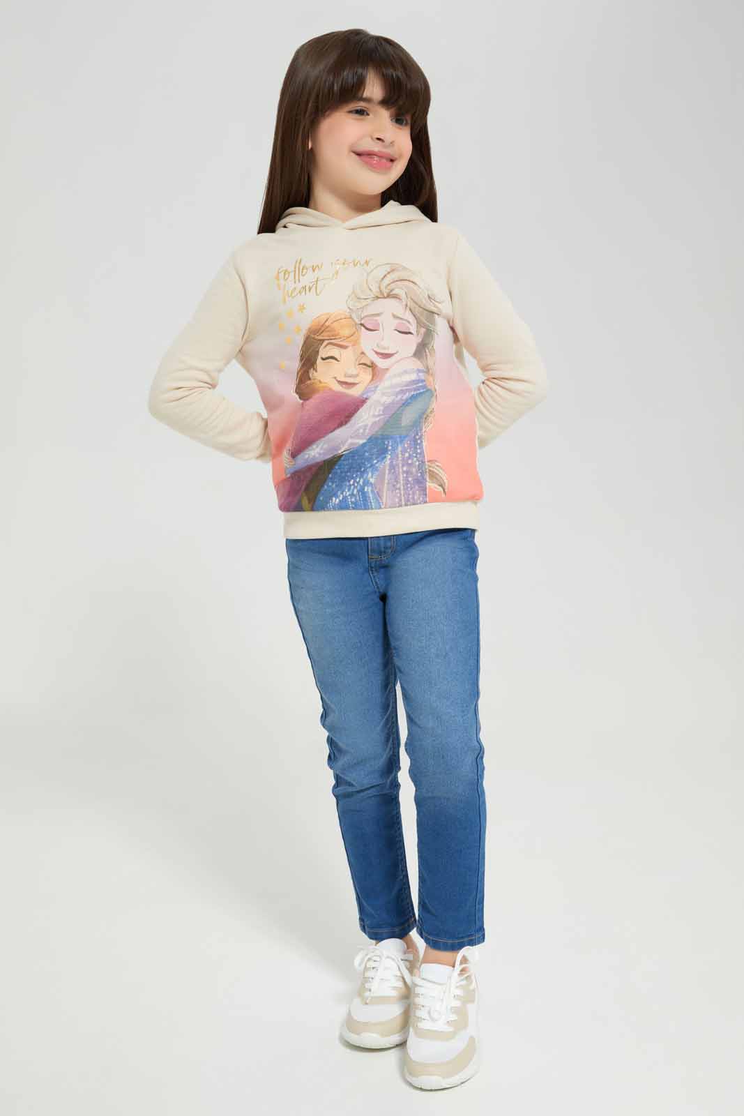 Redtag-GREEN-LICENSE-ACTIVE-TOP--FROZEN-Category:Sweatshirts,-Colour:Green,-Deals:New-In,-Filter:Girls-(2-to-8-Yrs),-GIR-Sweatshirts,-New-In-GIR-APL,-Non-Sale,-Section:Girls-(0-to-14Yrs),-W22B-Girls-2 to 8 Years