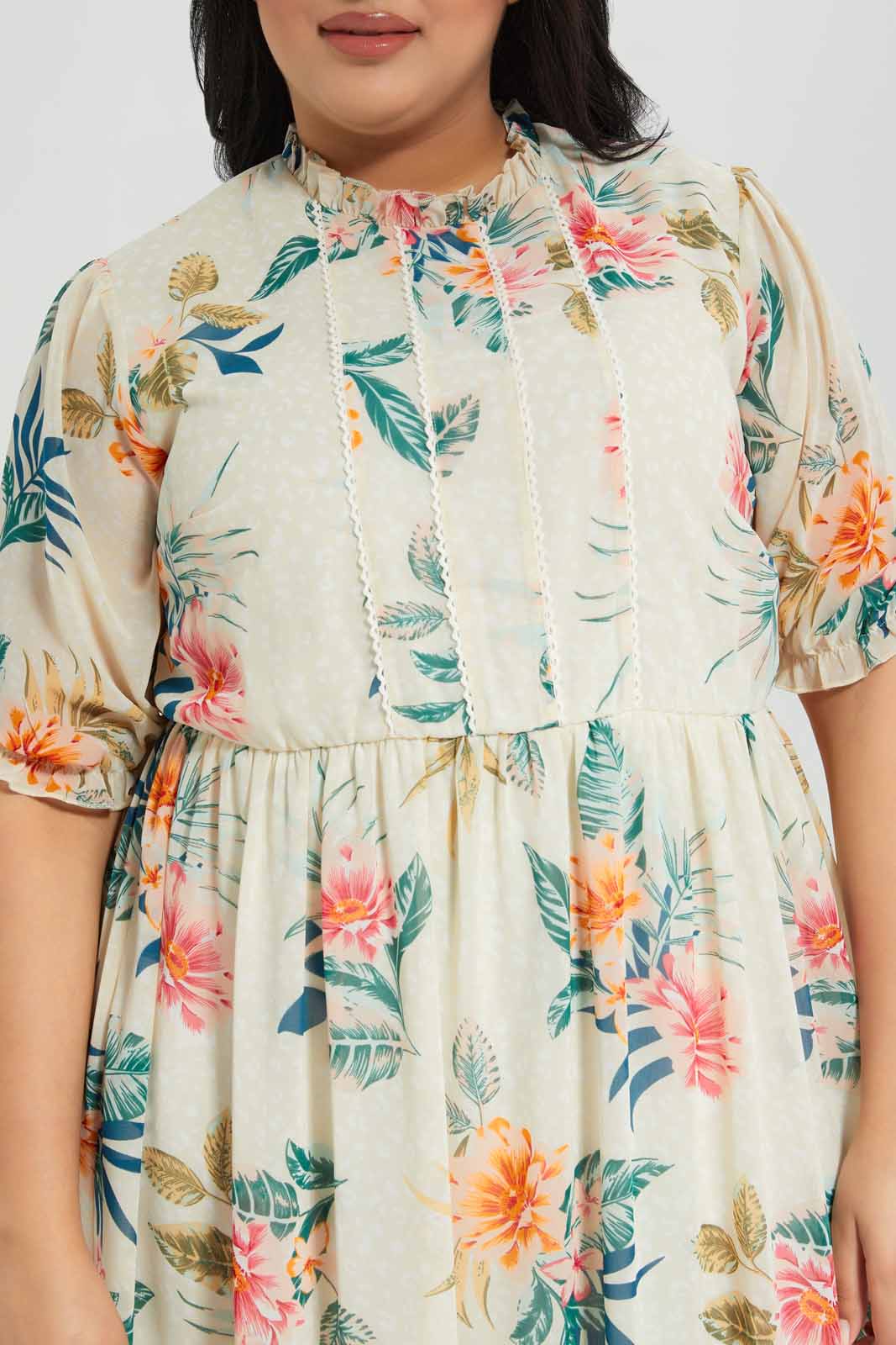 Redtag-Printed-Tiered-Dress-Lined-Category:Dresses,-Colour:Assorted,-Deals:New-In,-Filter:Plus-Size,-LDP-Dresses,-New-In-LDP-APL,-Non-Sale,-Section:Women,-W22A-Women's-