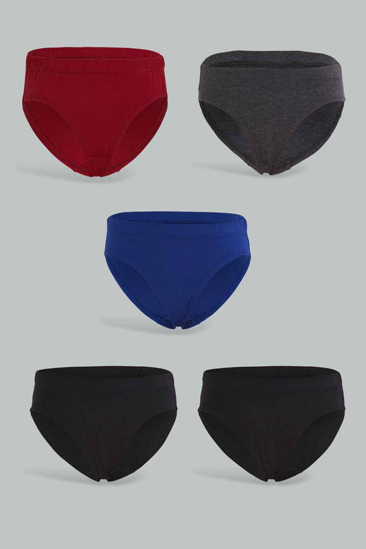 Redtag-5-Pack-Brief-Grey-Marl/Red/Blue/Charcoal/Black-365,-BOY-Boxers,-Category:Boxers,-Colour:Assorted,-Deals:New-In,-Dept:Boys,-ESS,-Filter:Boys-(2-to-8-Yrs),-New-In-BOY-APL,-Non-Sale,-Section:Boys-(0-to-14Yrs)-Boys-2 to 8 Years